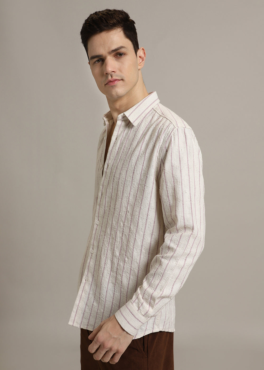 Lavender Stripe Textured Shirt