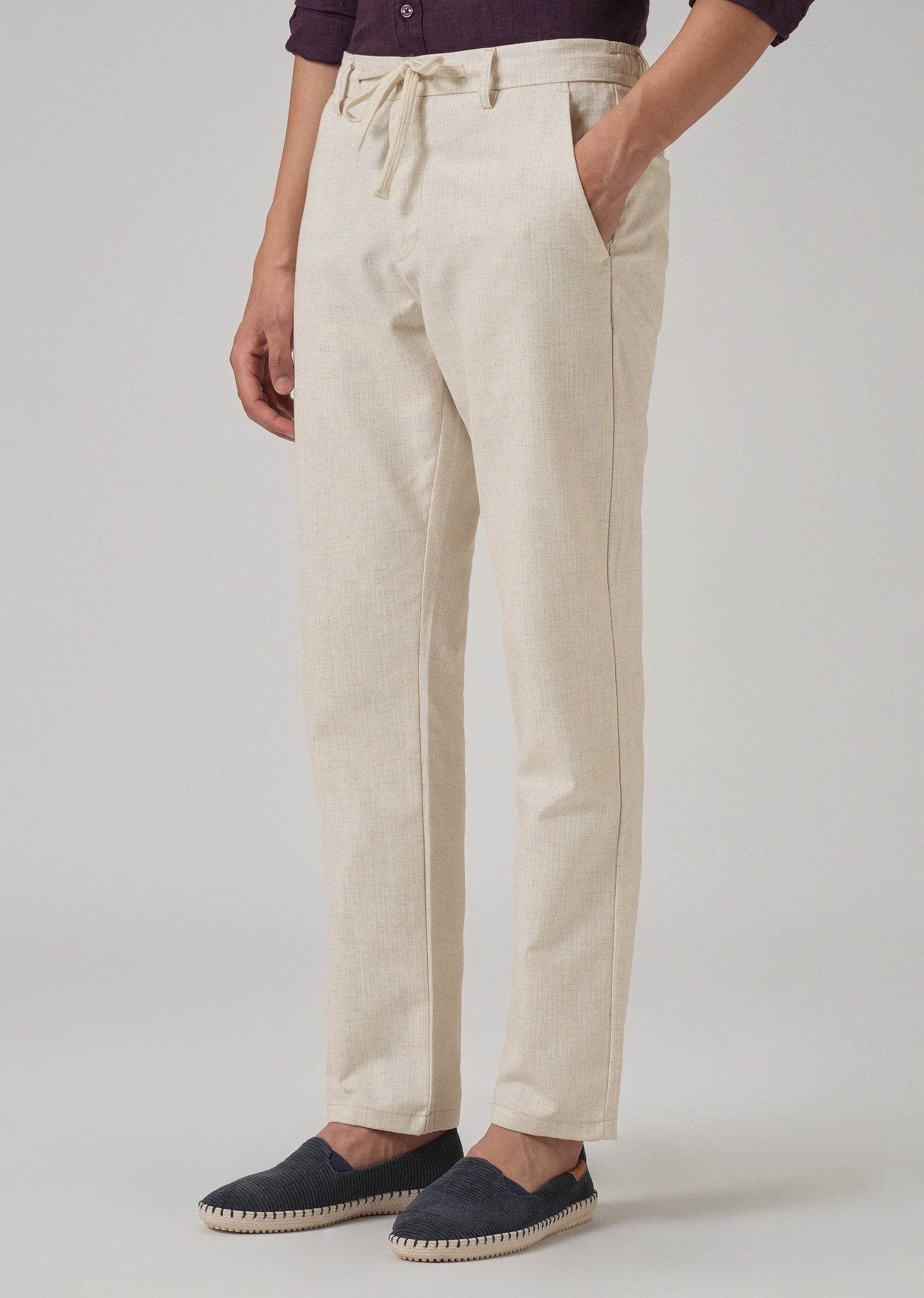 Light Beige Blended Linen Pant