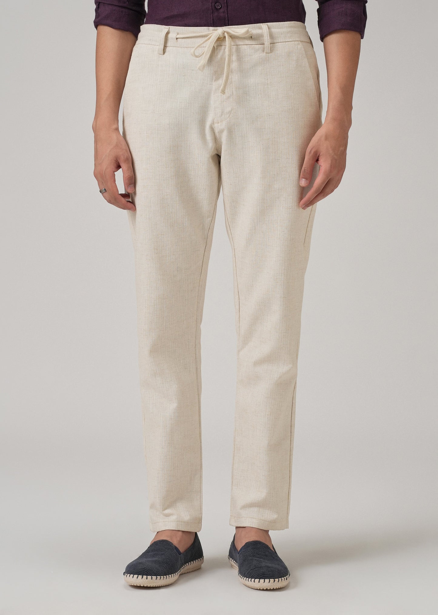 Light Beige Blended Linen Pant