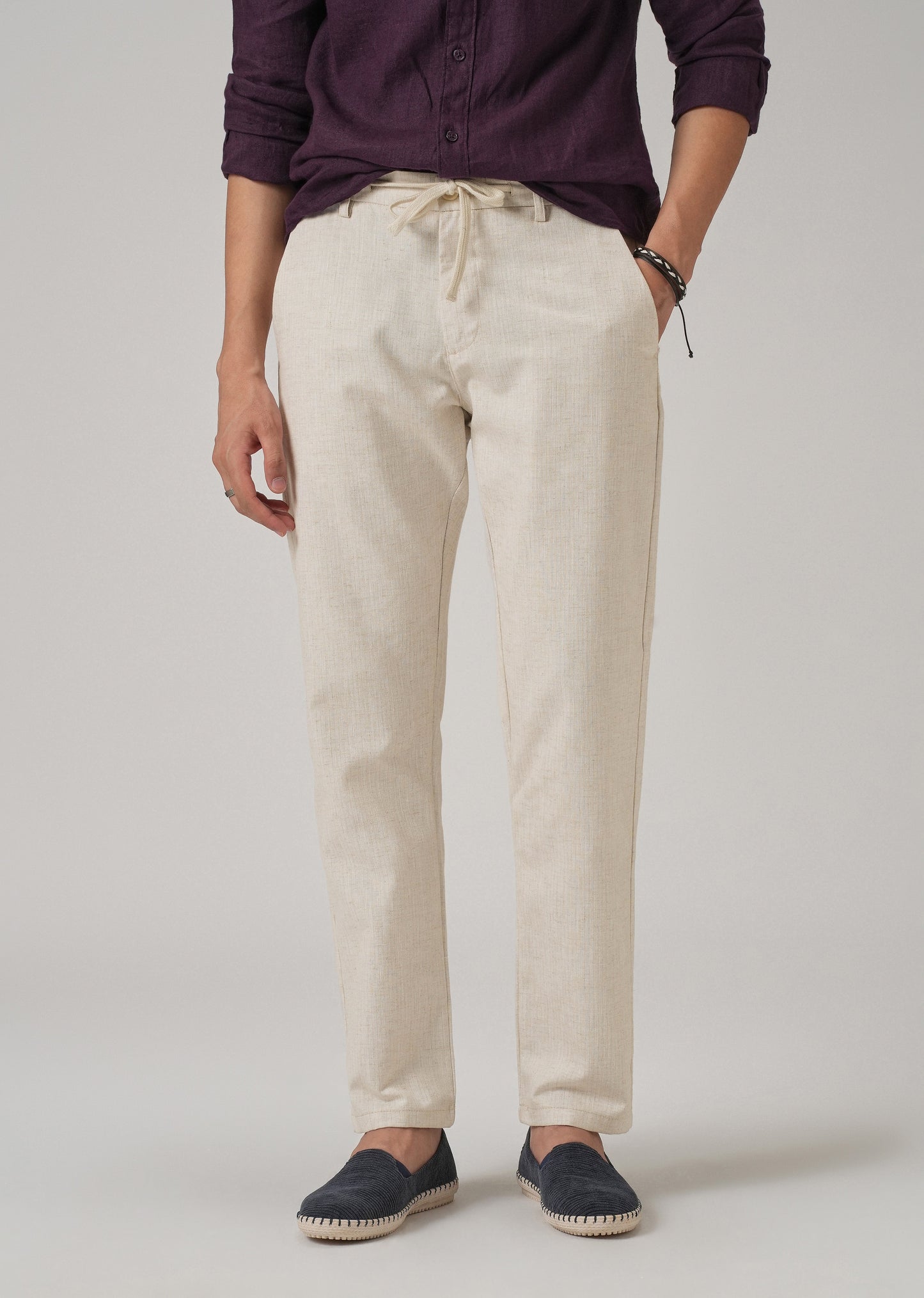 Light Beige Blended Linen Pant