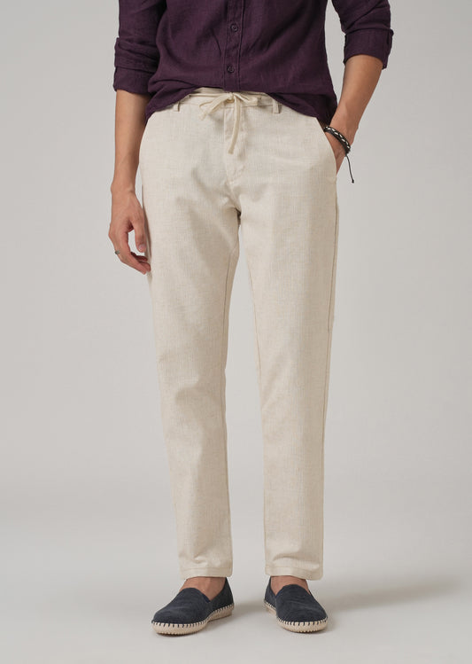 Light Beige Blended Linen Pant