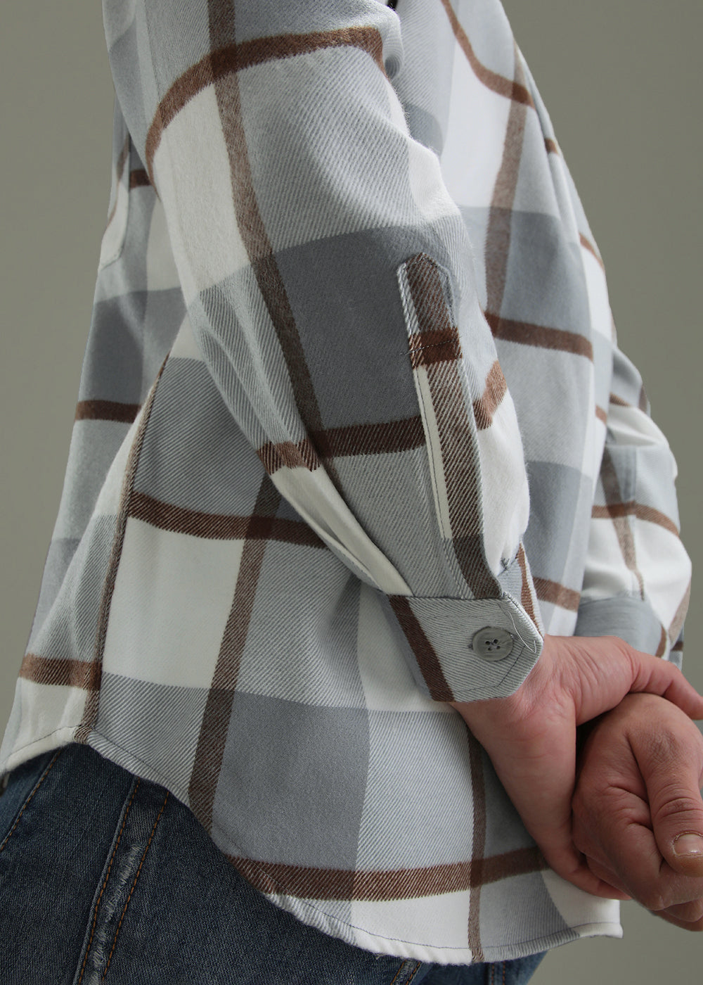 Light Blue Checked Relaxed Fit Shacket