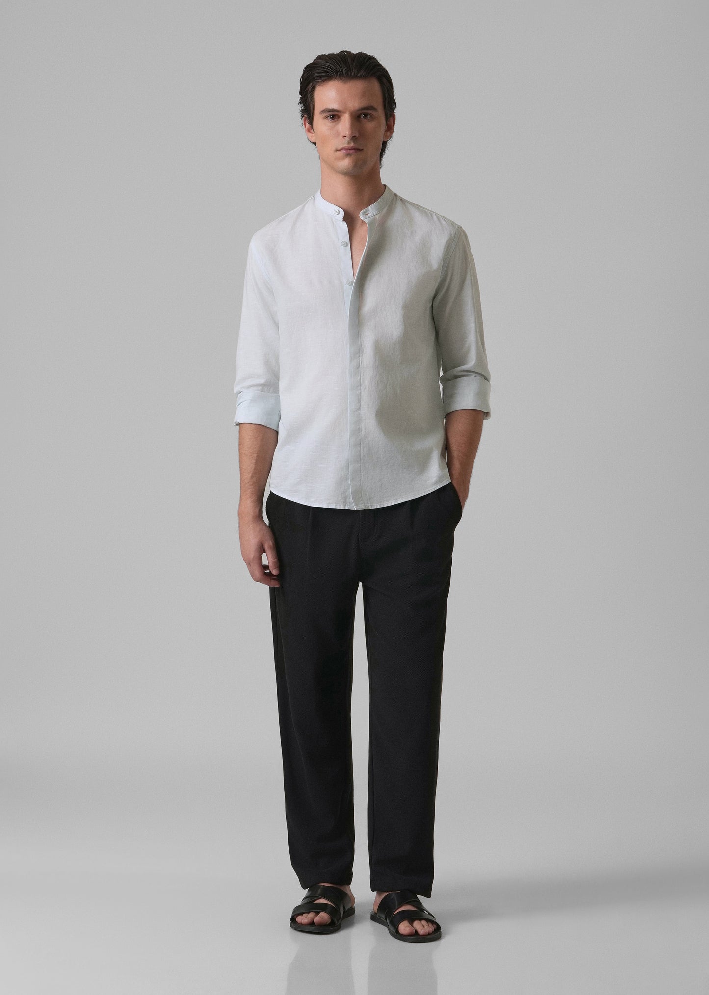 Light Blue Cotton Linen Shirt