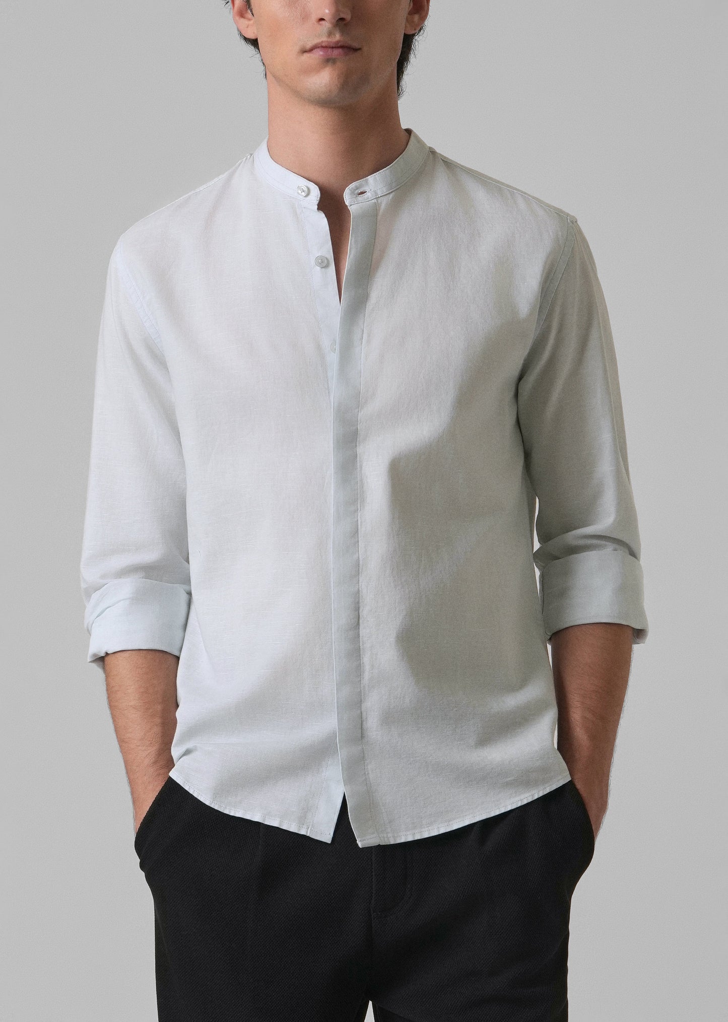 Light Blue Cotton Linen Shirt