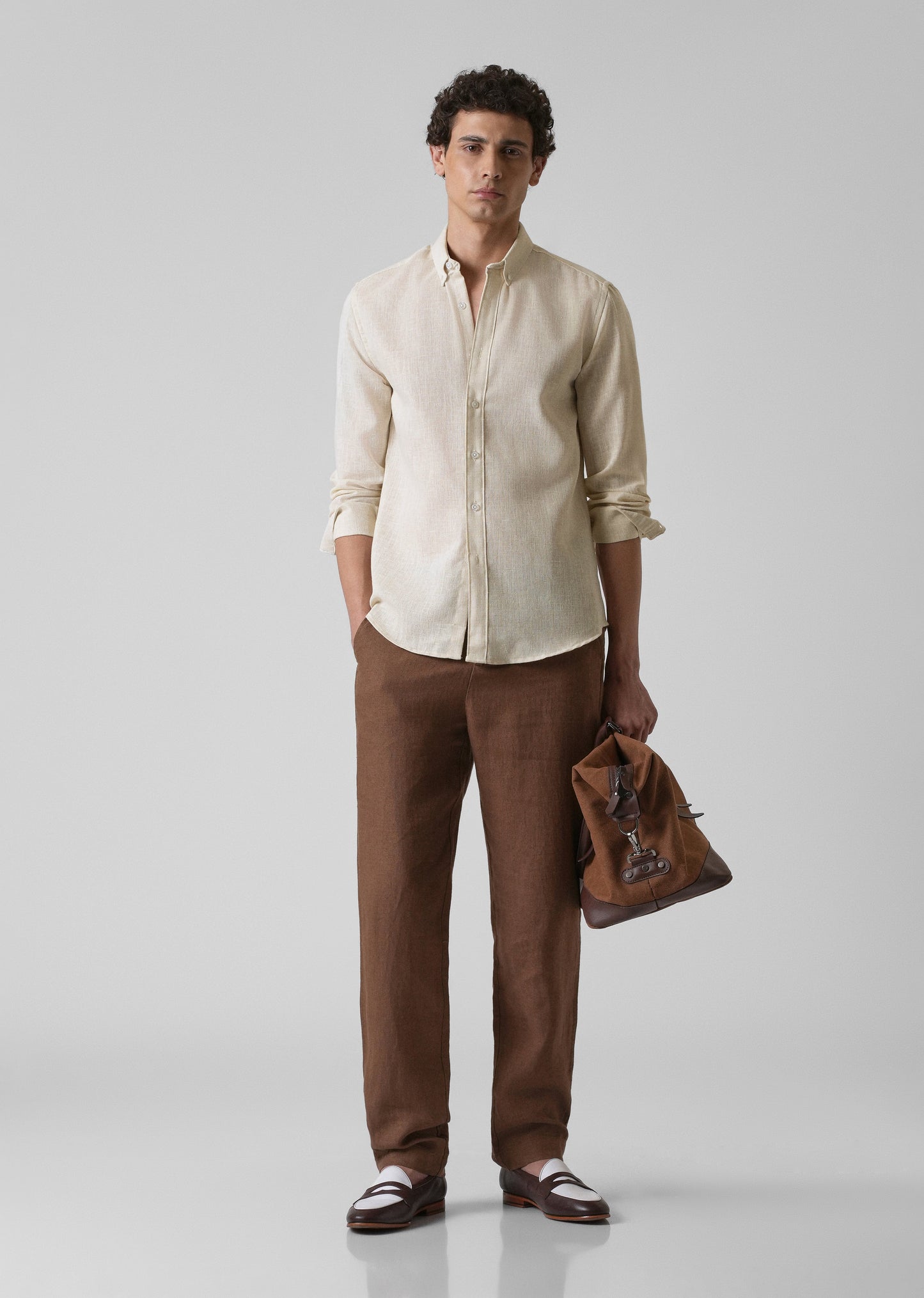 Light Cream Blended Linen shirt
