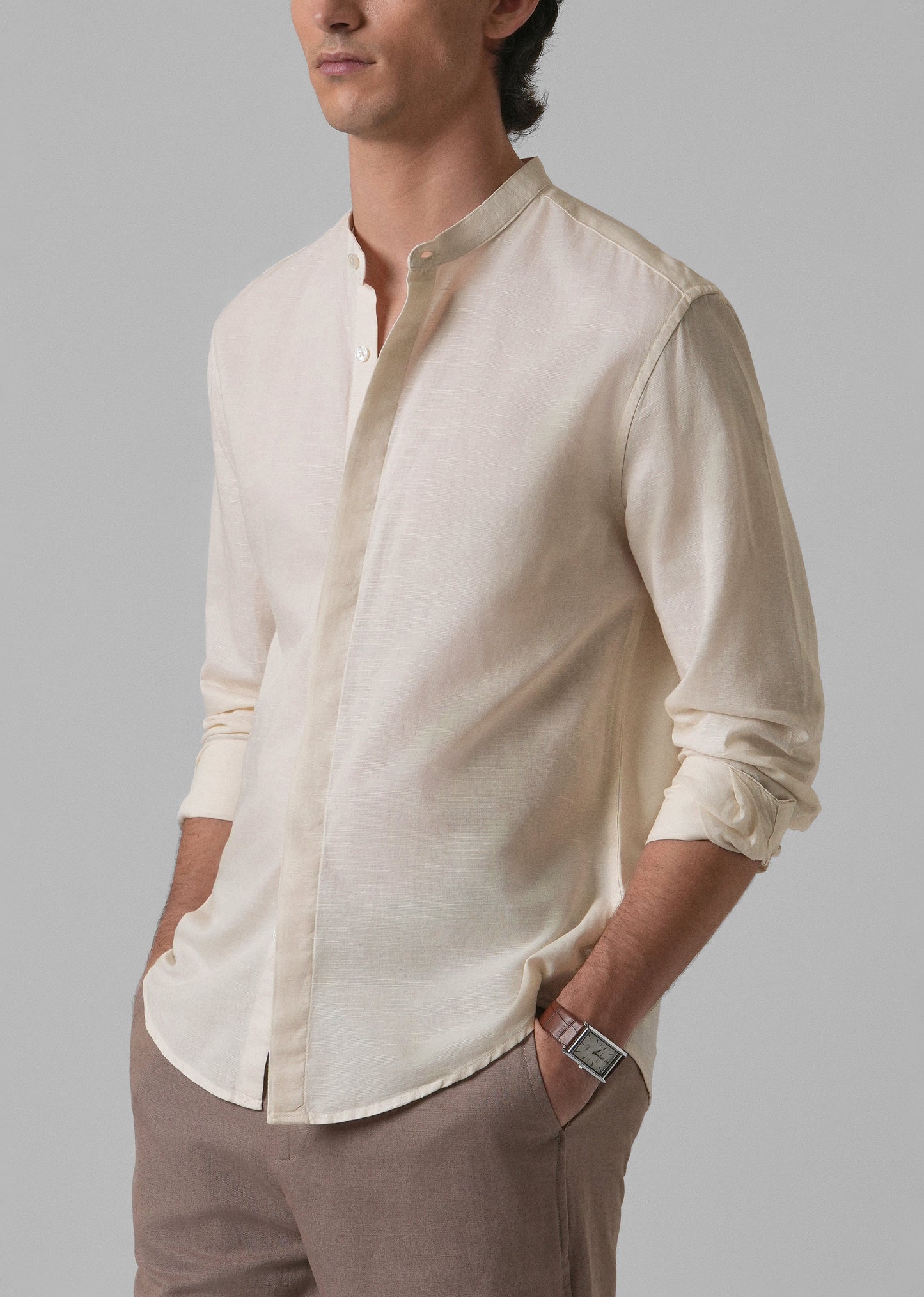 Light Cream Cotton Linen Shirt