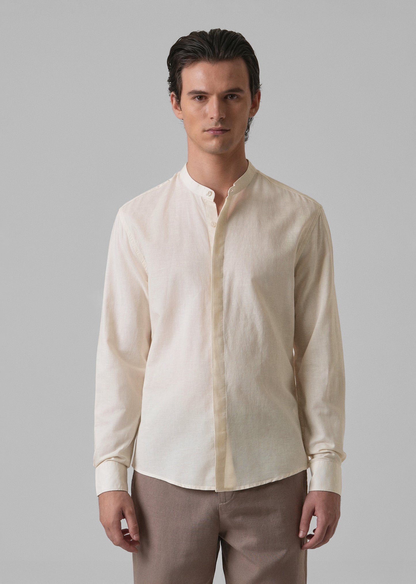 Light Cream Cotton Linen Shirt