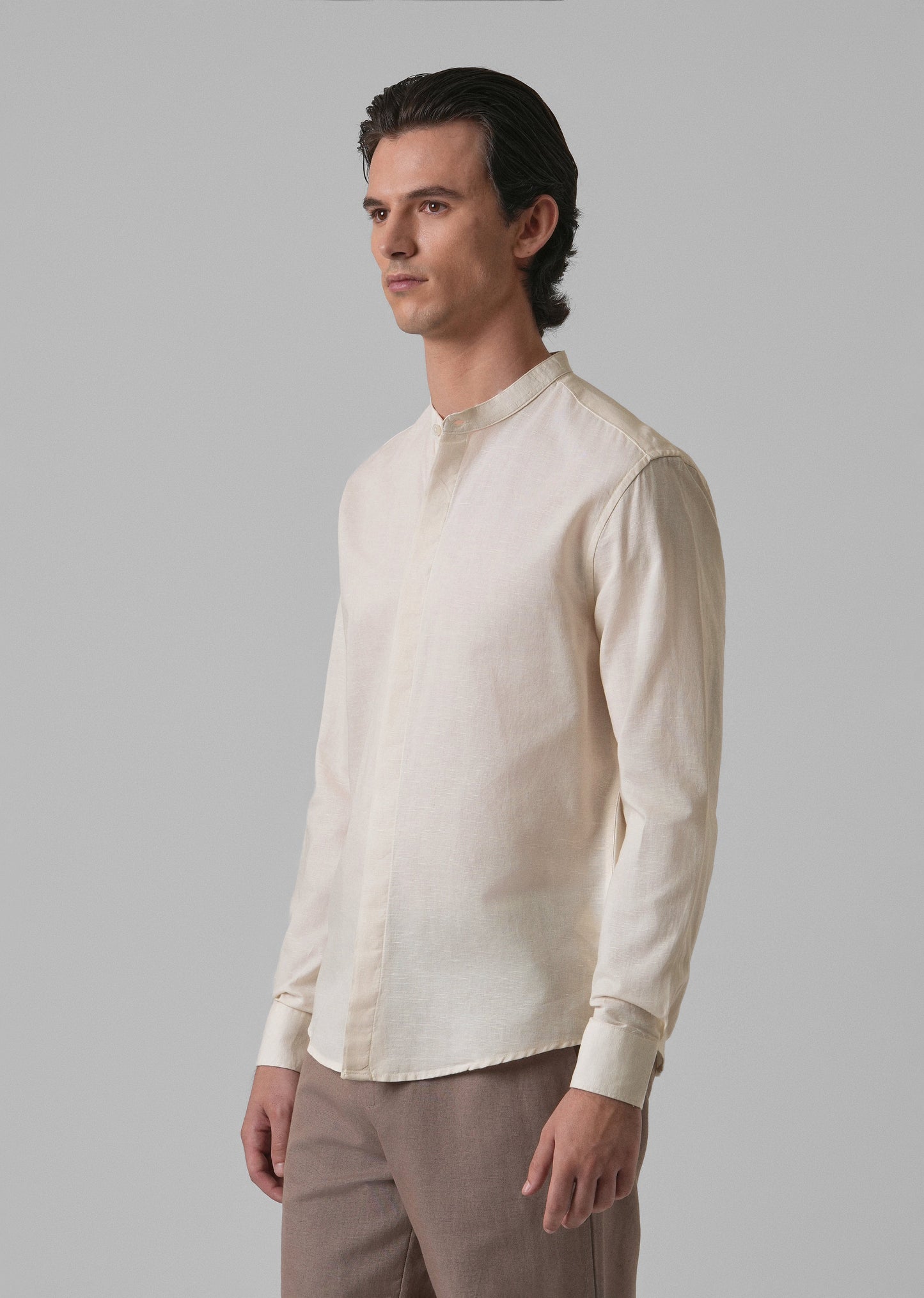 Light Cream Cotton Linen Shirt