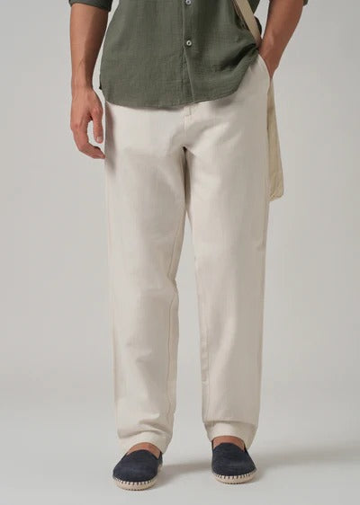 Pack of 2 Premium Linen Pants – (Light Cream & Brown)