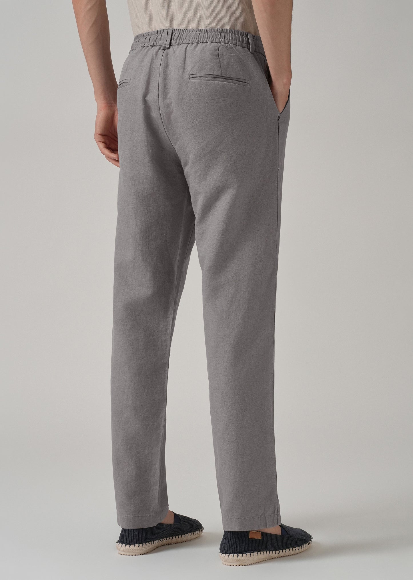 Light Grey Linen Relaxed Fit Trouser
