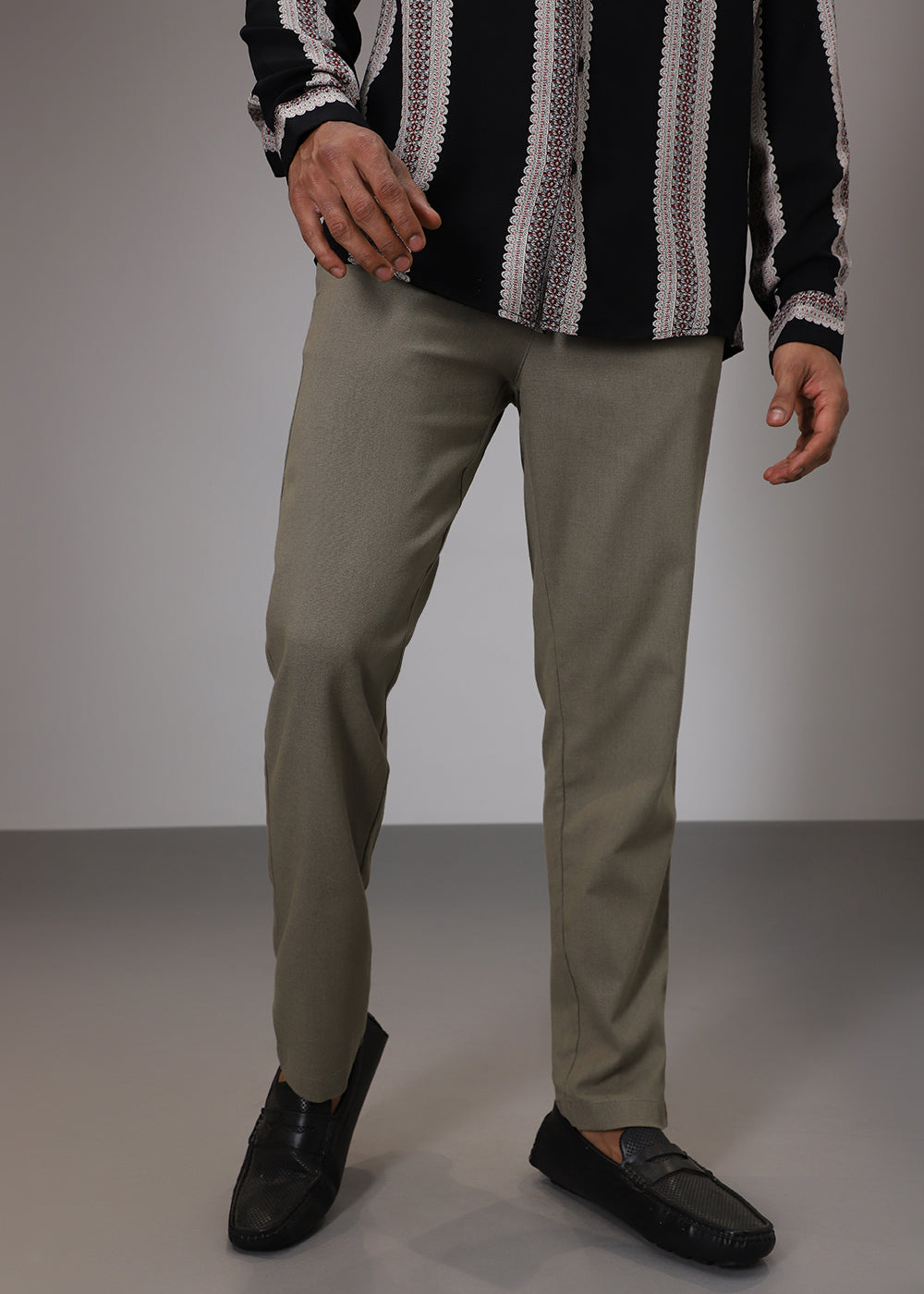 Light Olive Comfort Fit Linen Pant