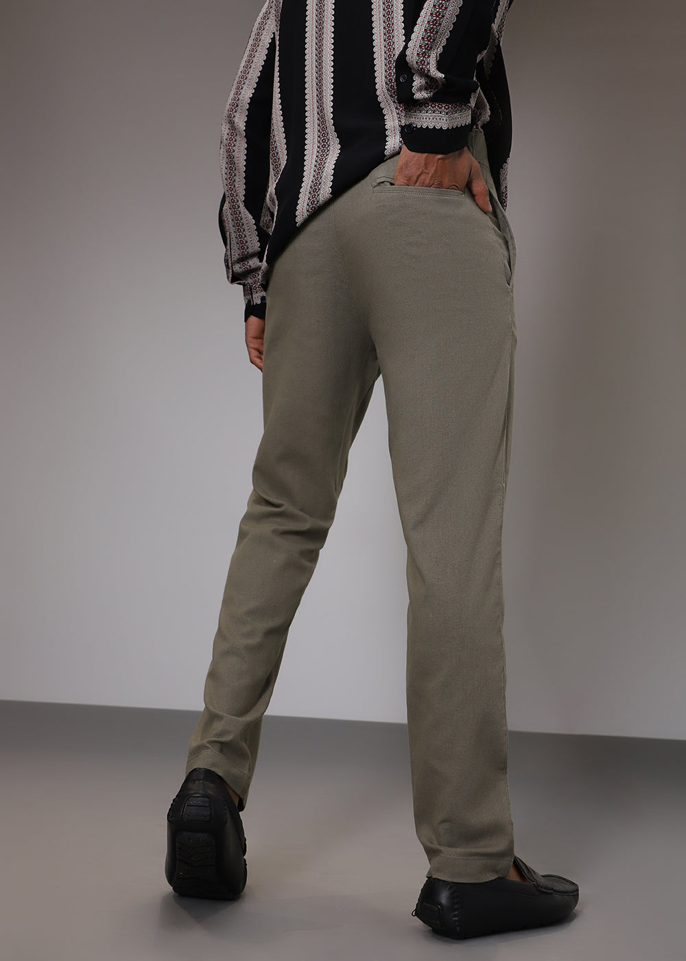 Light Olive Comfort Fit Linen Pant