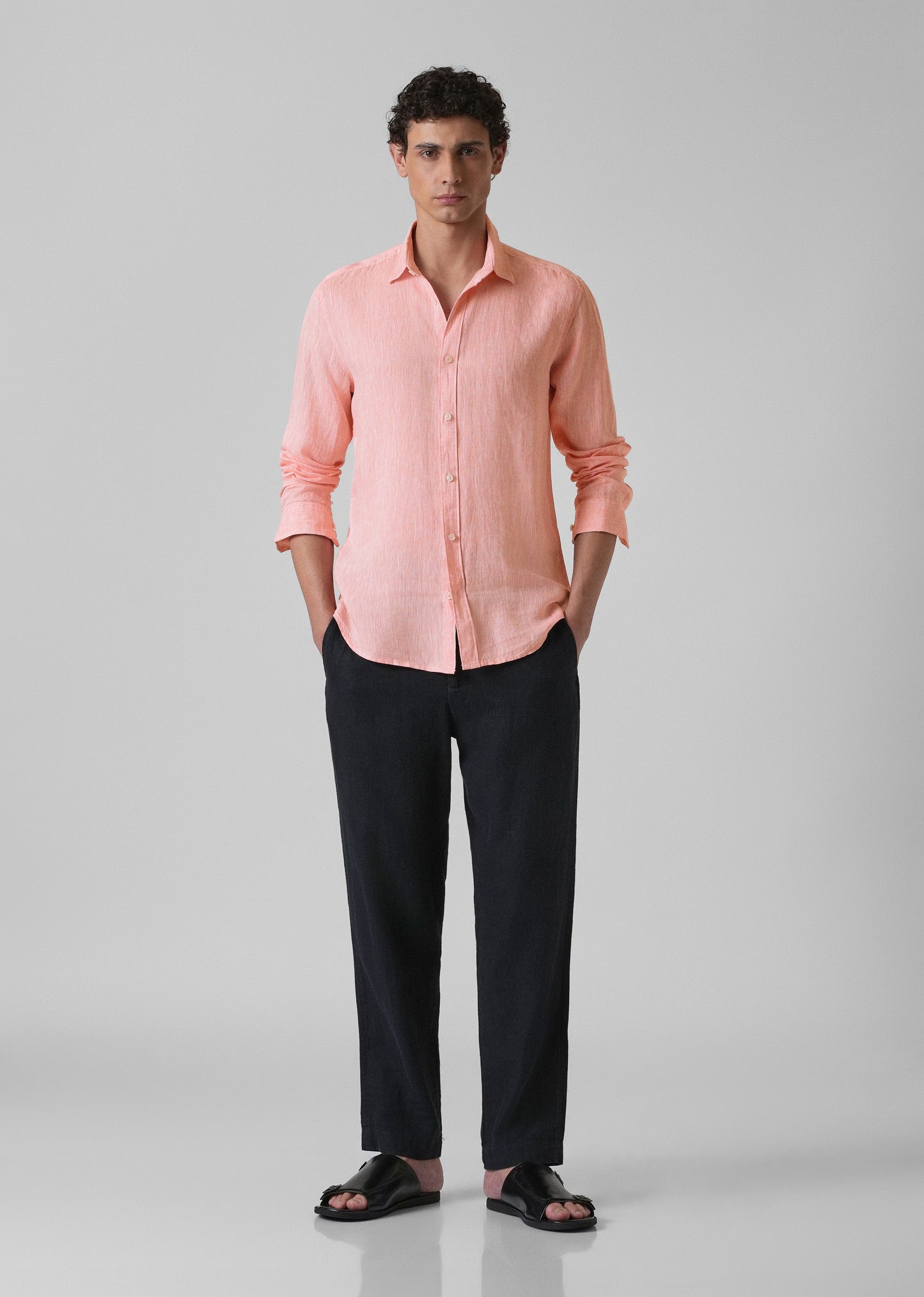 100% Pure Irish Light Peach Linen Shirt