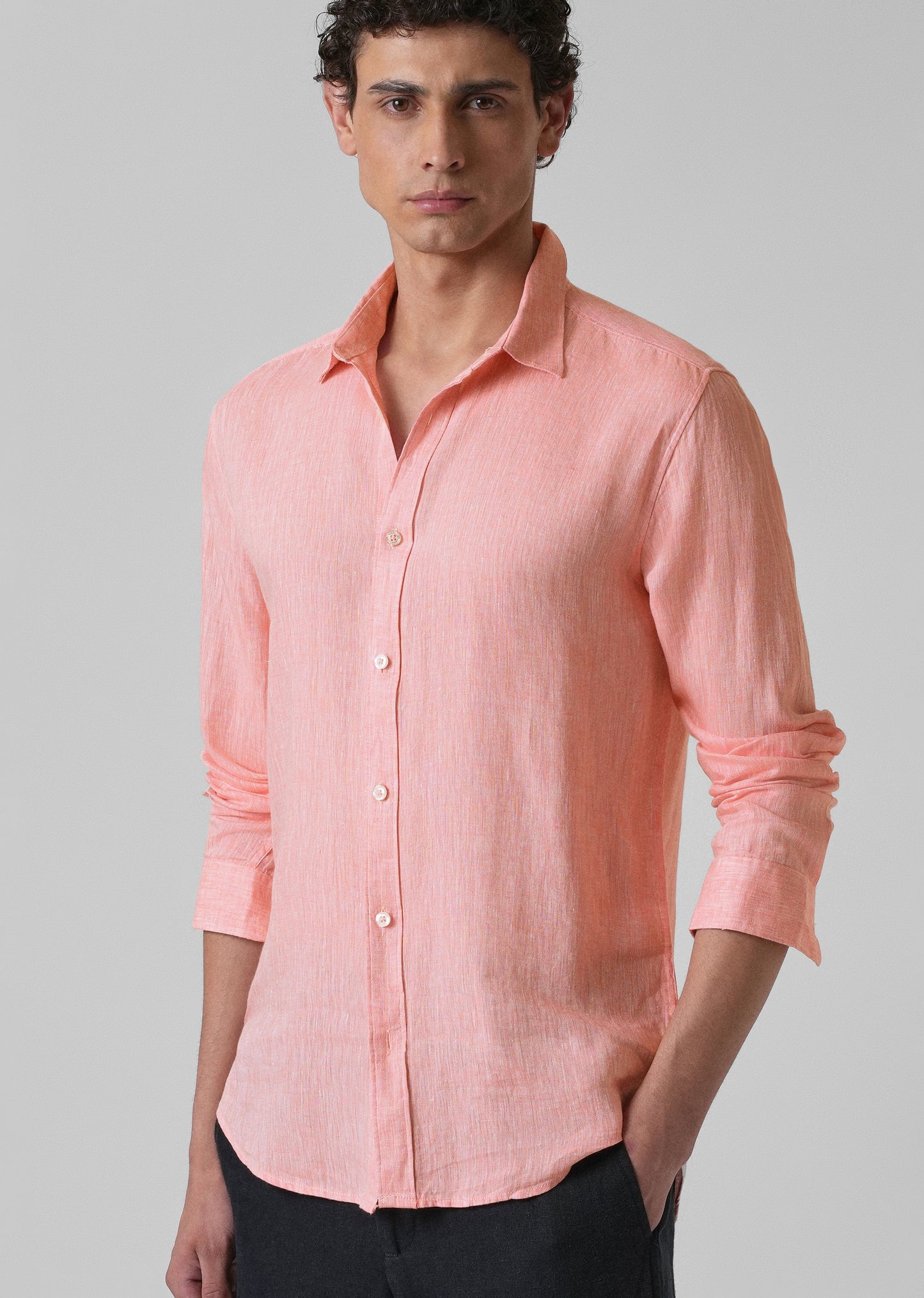 100% Pure Irish Light Peach Linen Shirt