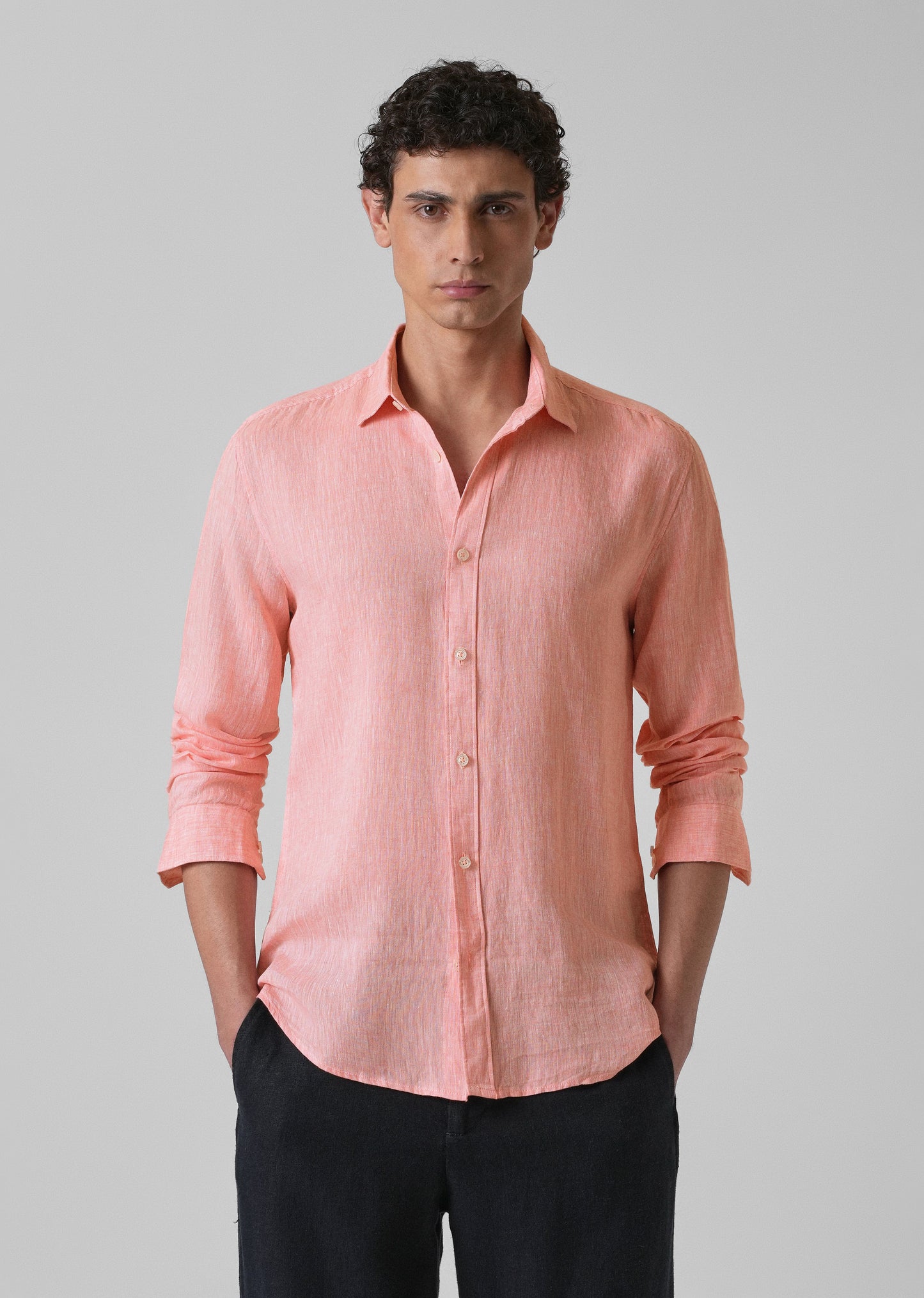100% Pure Irish Light Peach Linen Shirt
