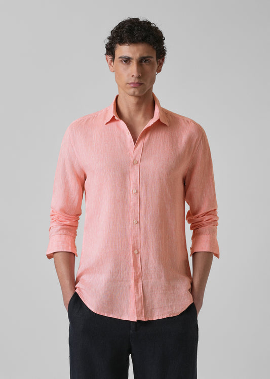 100% Pure Irish Light Peach Linen Shirt