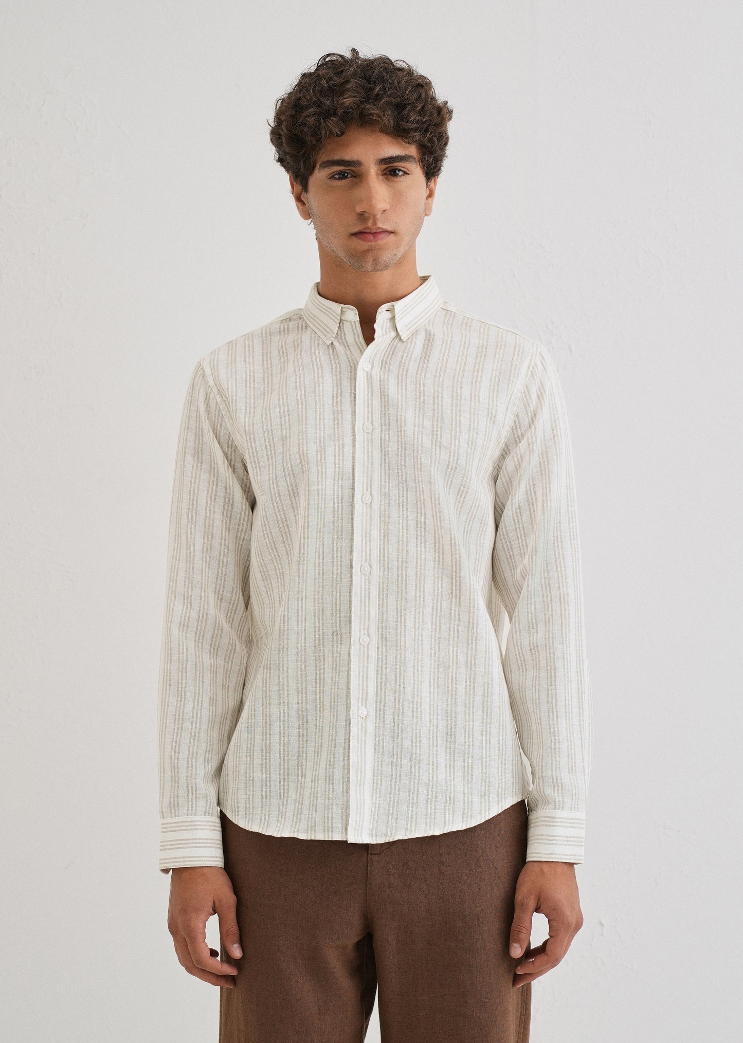 Loral Oak Stripe Blended Linen shirt