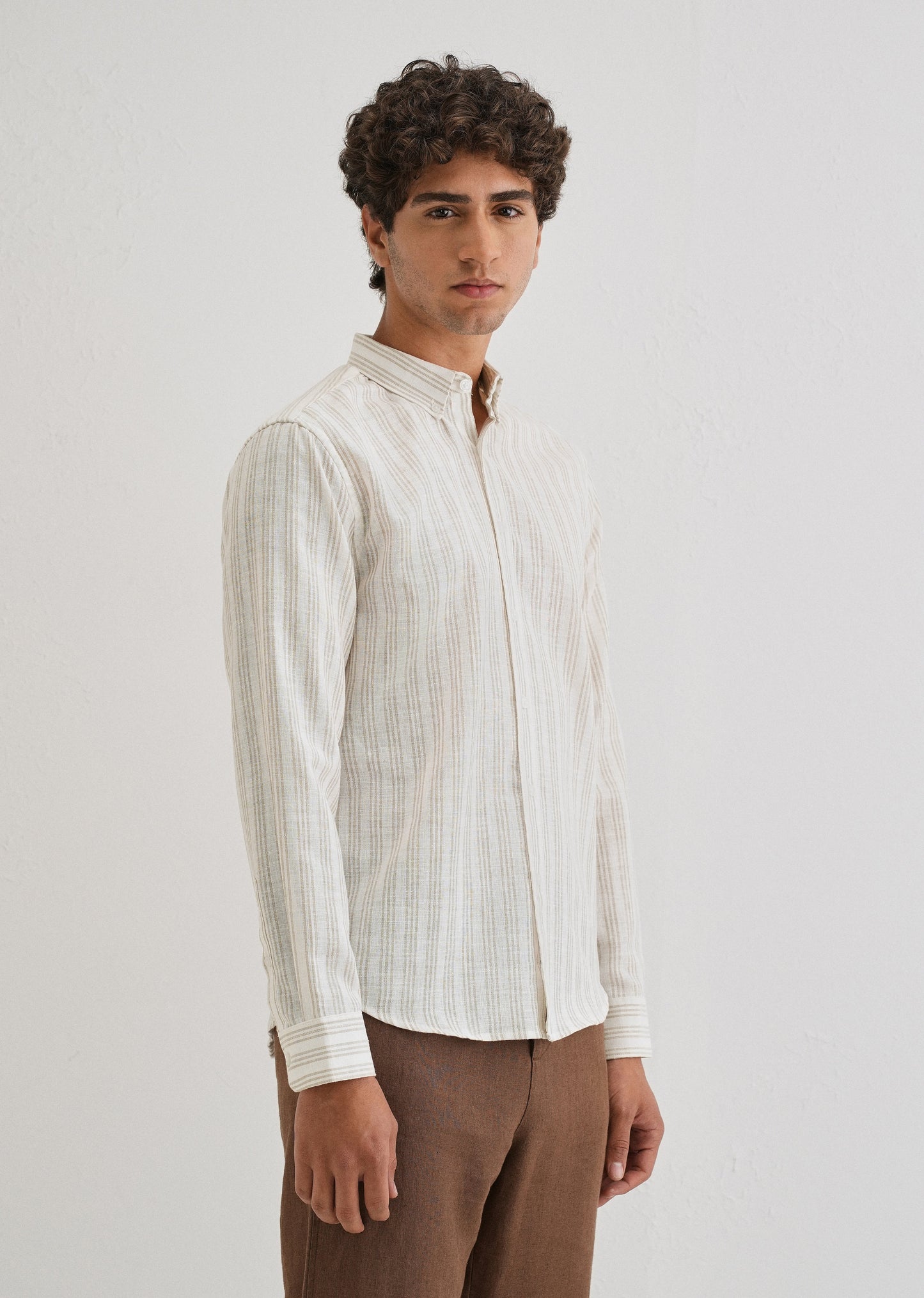 Loral Oak Stripe Blended Linen shirt