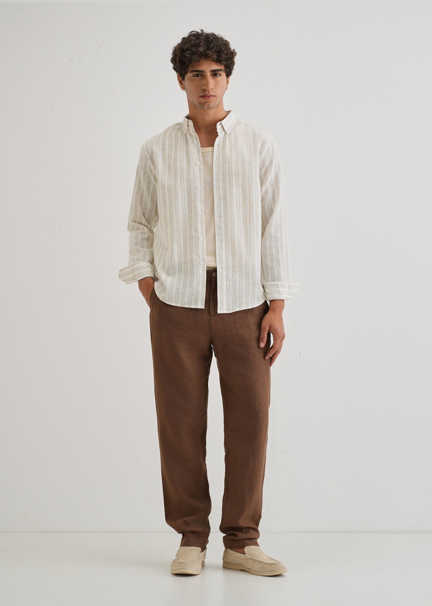 Loral Oak Stripe Blended Linen shirt
