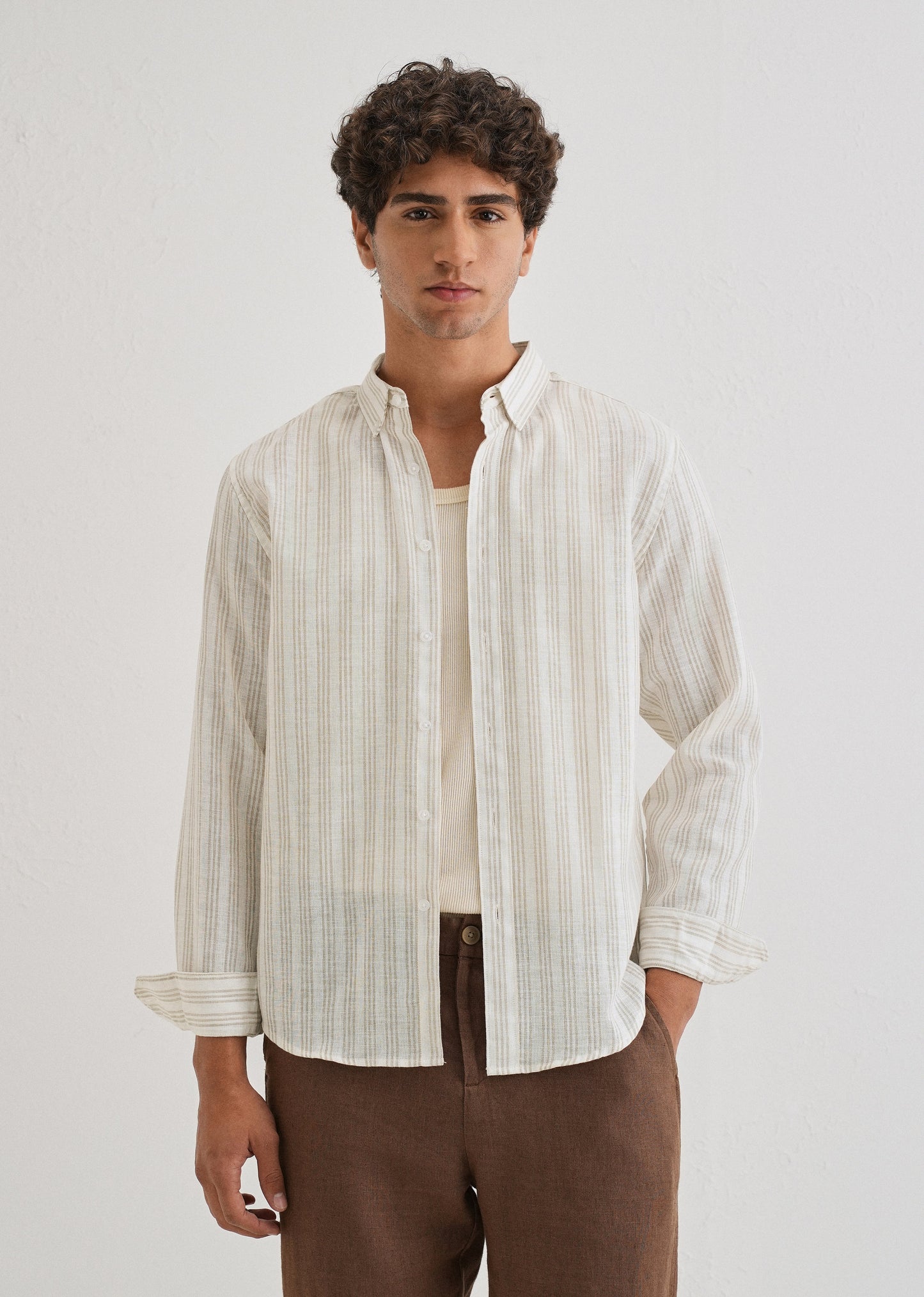 Loral Oak Stripe Blended Linen shirt