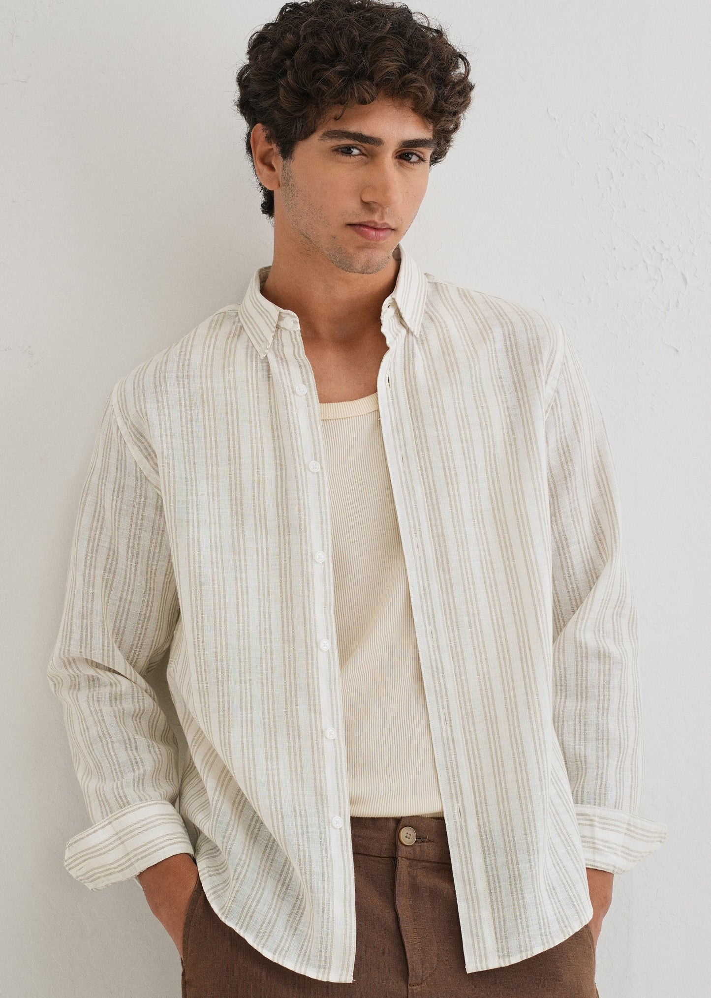 Loral Oak Stripe Blended Linen shirt