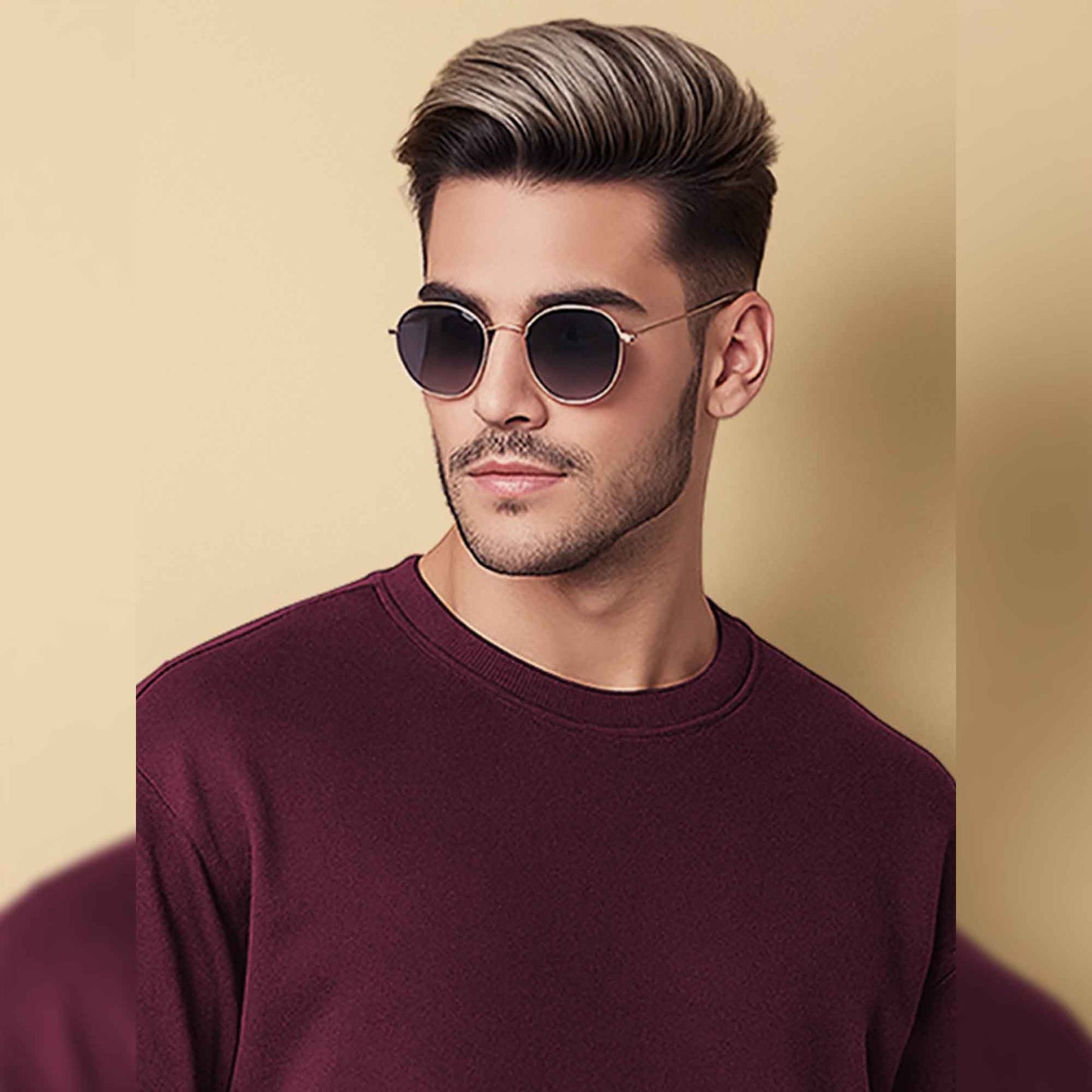 Trendy Round Neck Colorblock YOUNG Printed Maroon & Black Sweatshirt