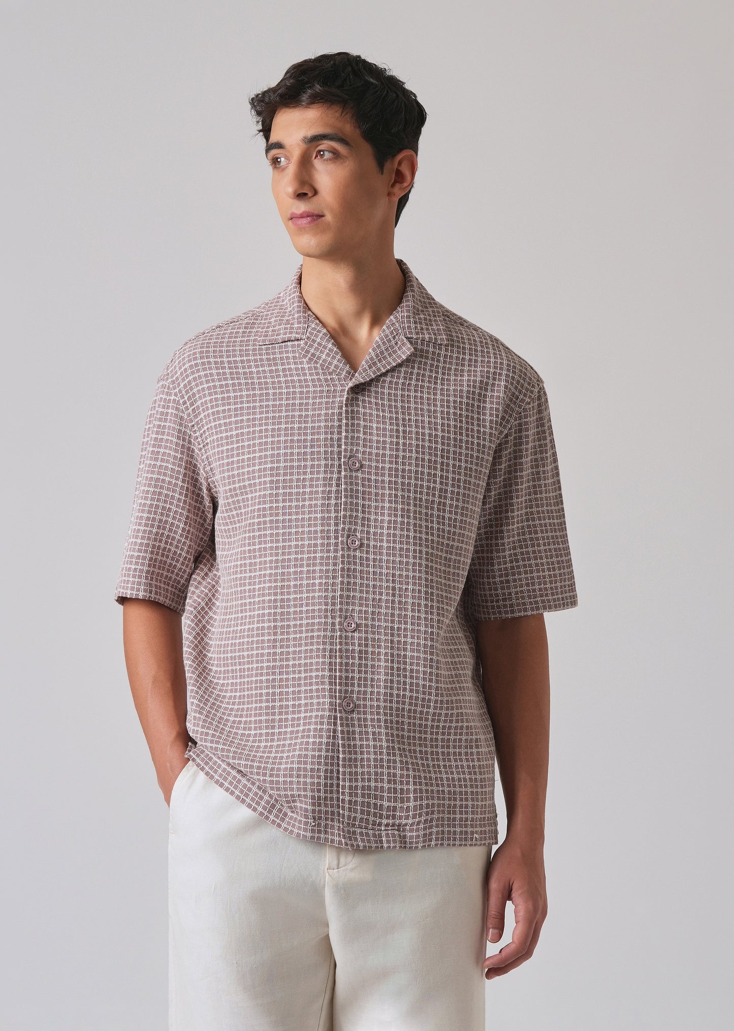 Mauve Cotton Chenille Check Shirt