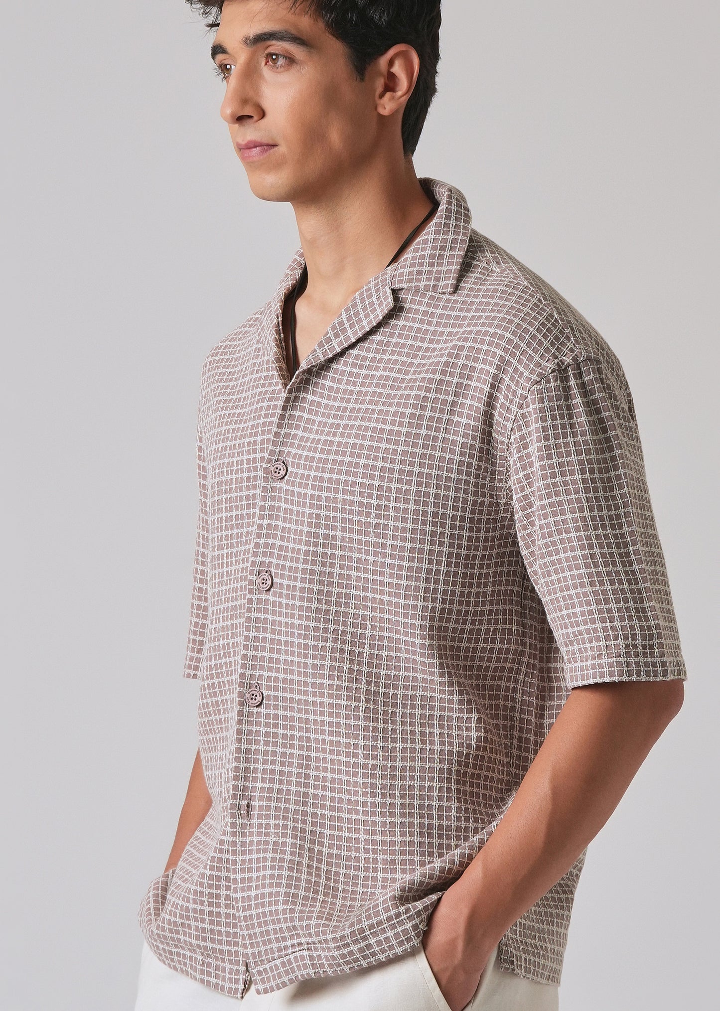 Mauve Cotton Chenille Check Shirt
