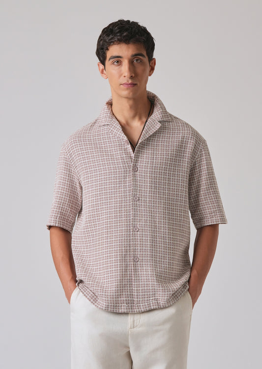 Mauve Cotton Chenille Check Shirt