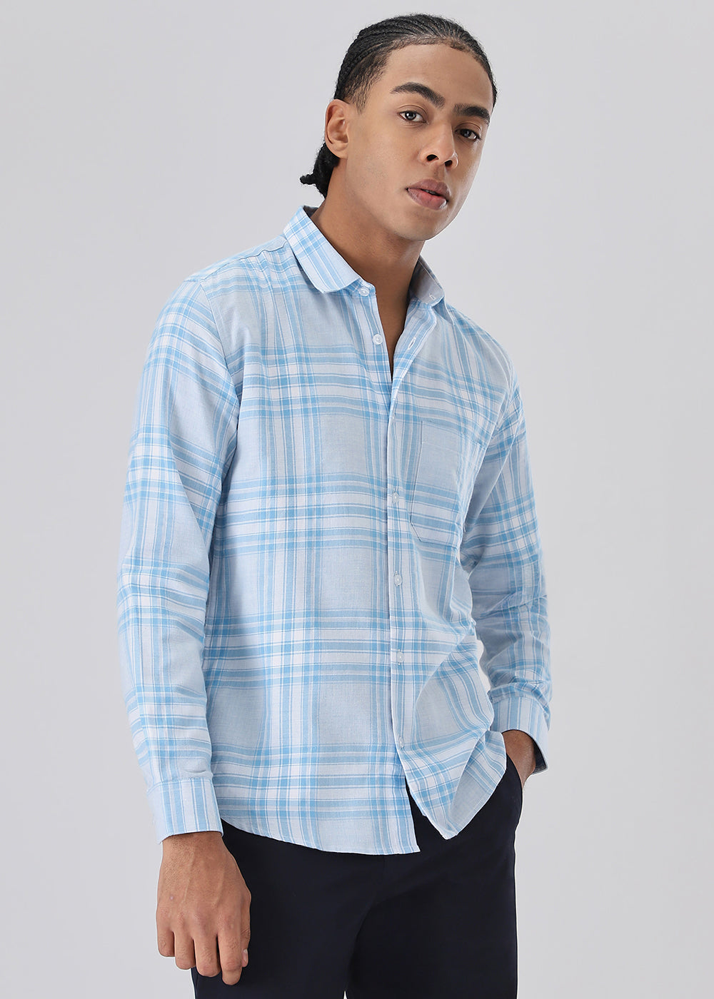Melange Air Blue Check Shirt