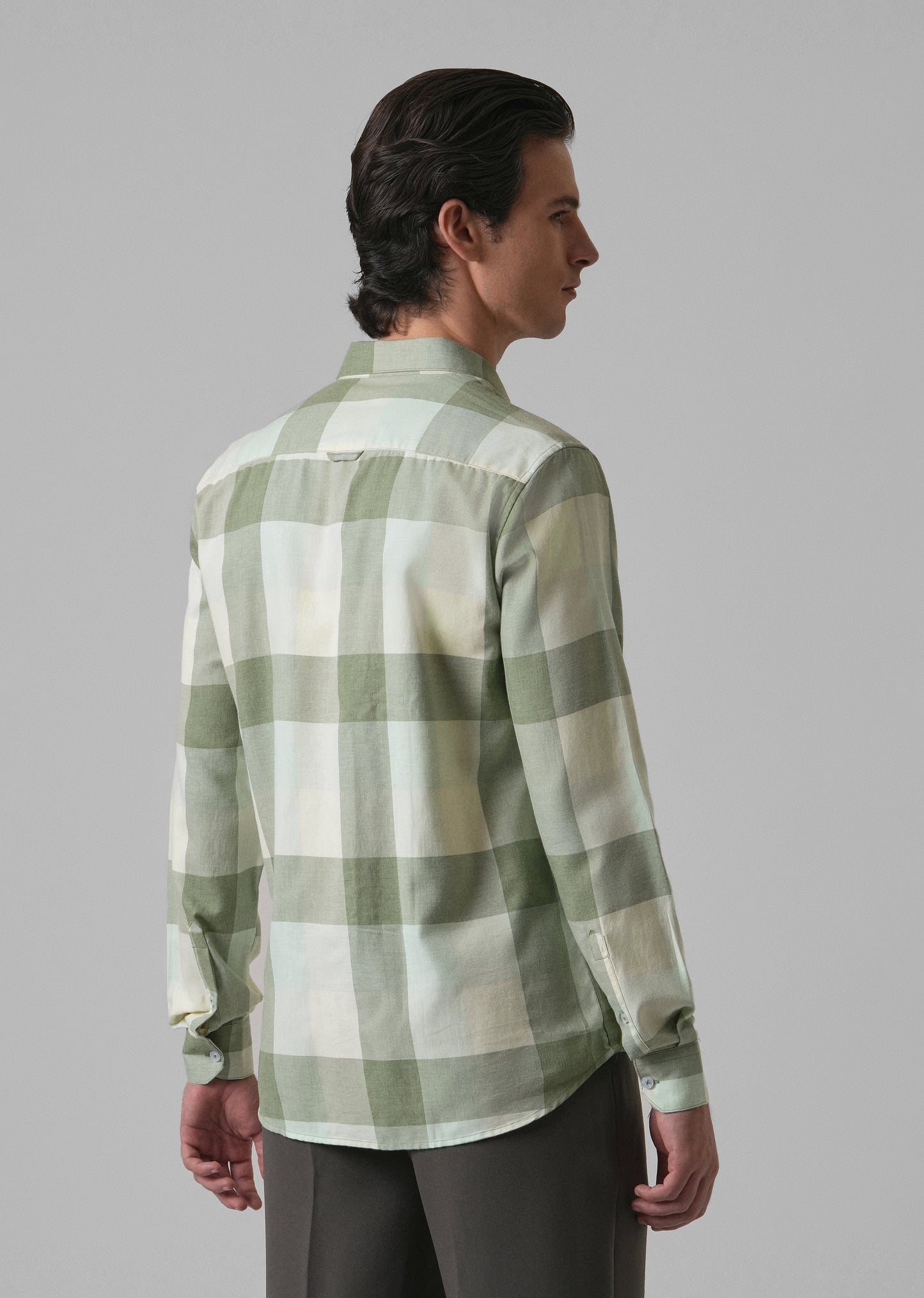Melange Apple Green Check Shirt