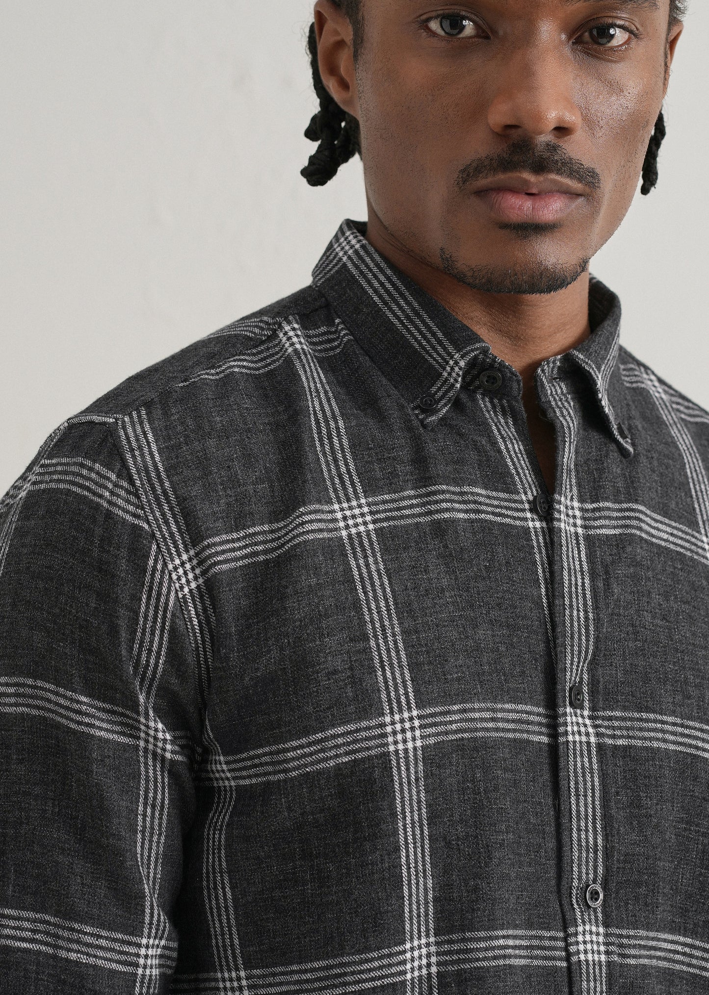 Melange Black Boxed Check Shirt