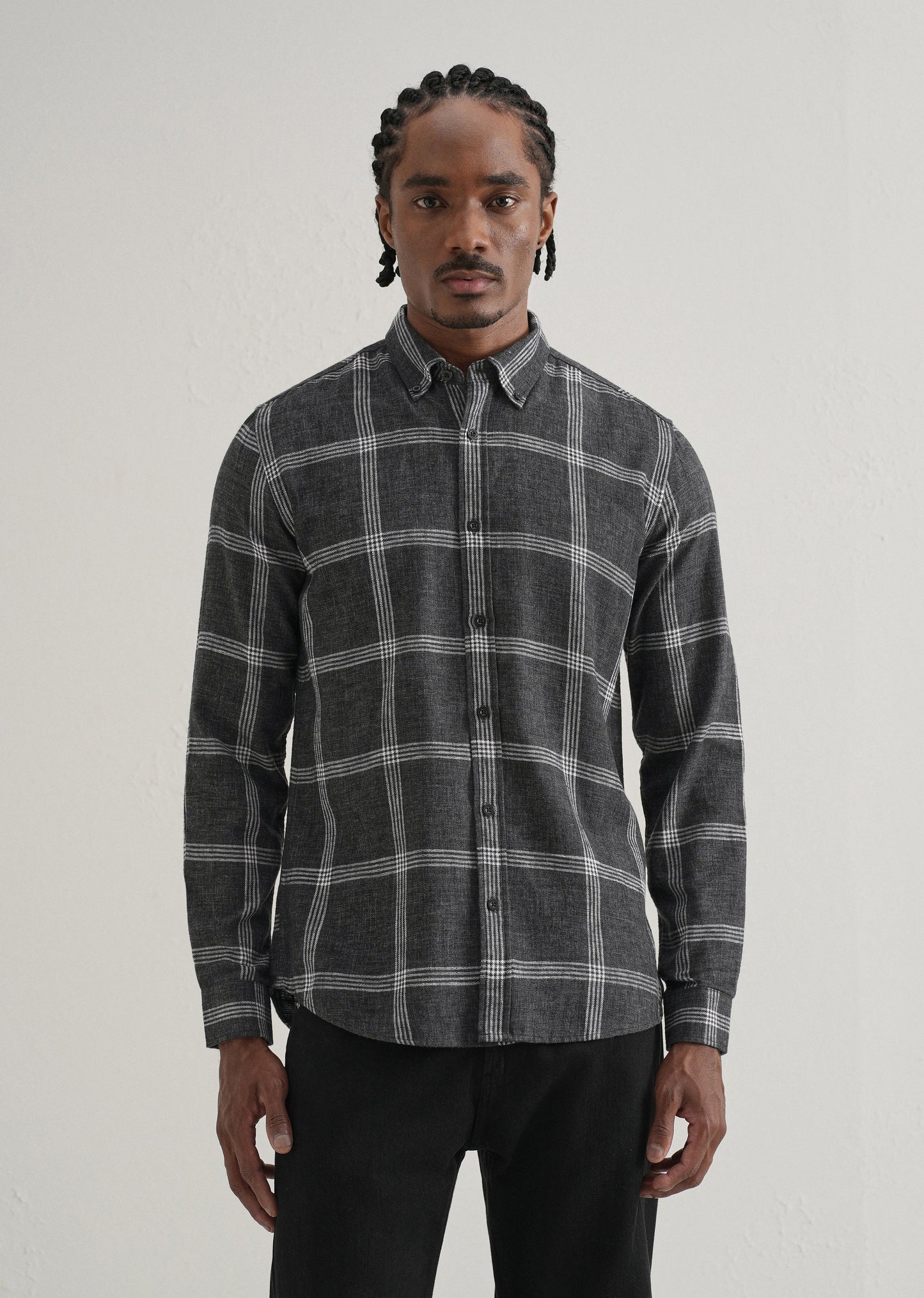 Melange Black Boxed Check Shirt