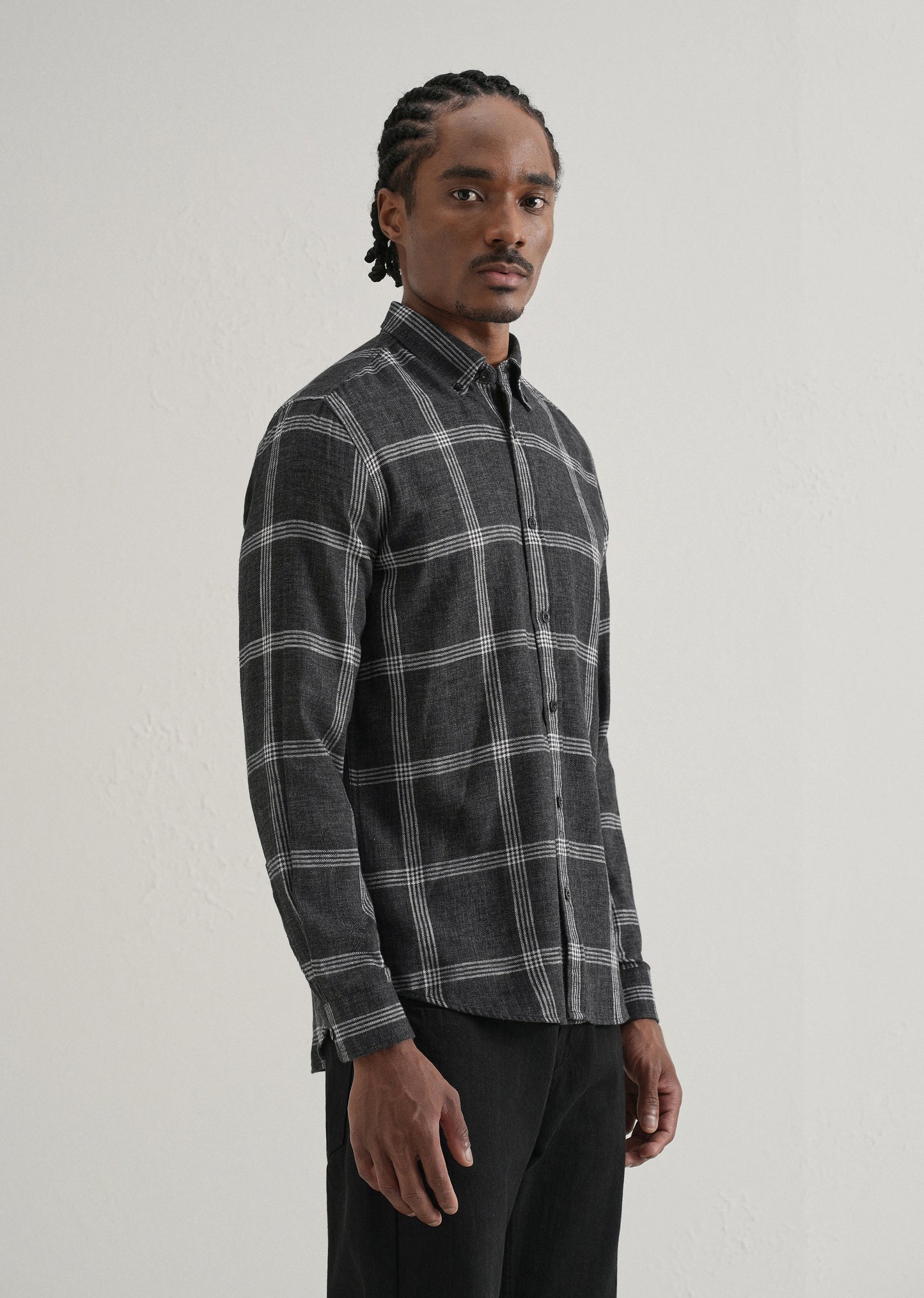 Melange Black Boxed Check Shirt