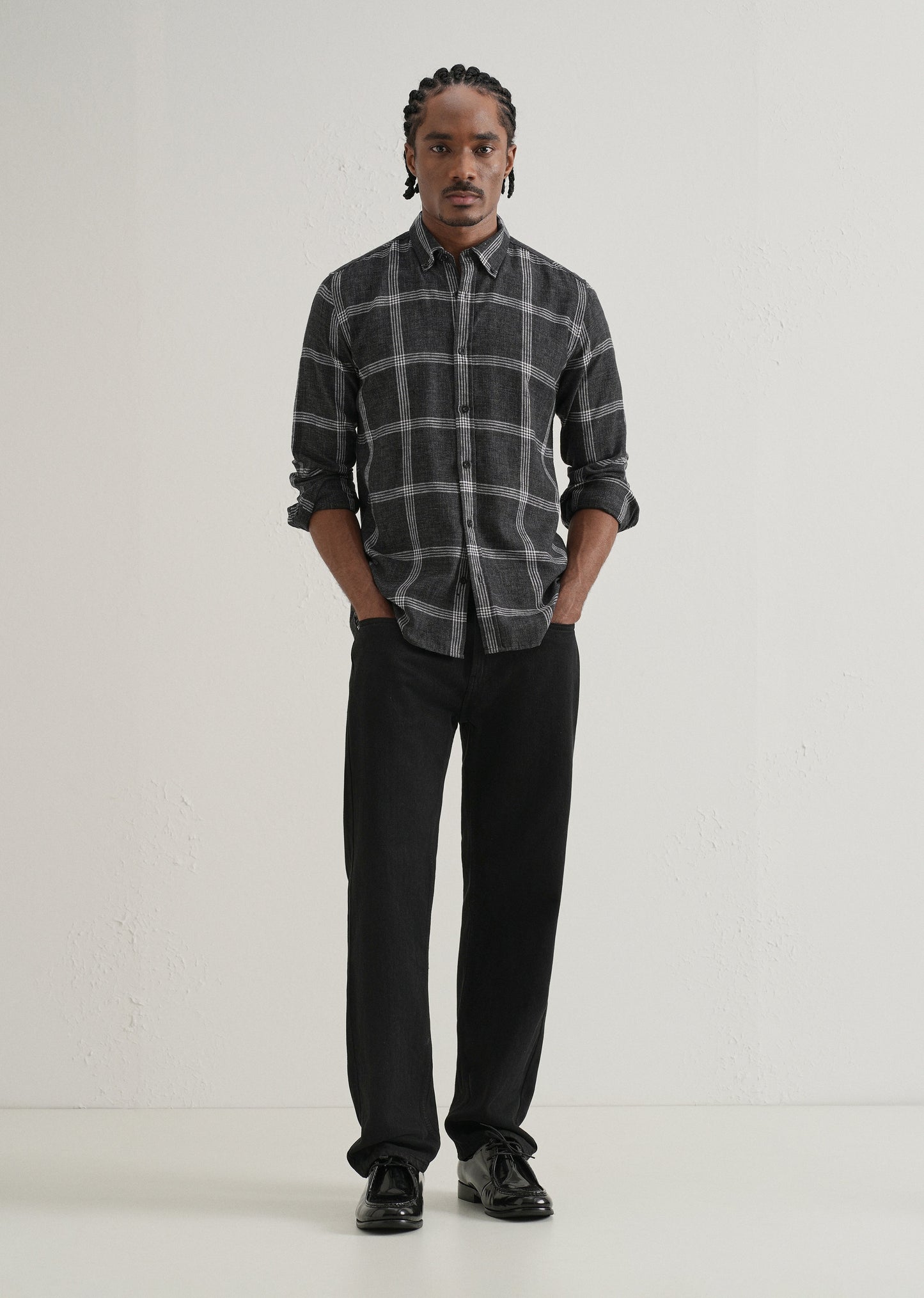 Melange Black Boxed Check Shirt