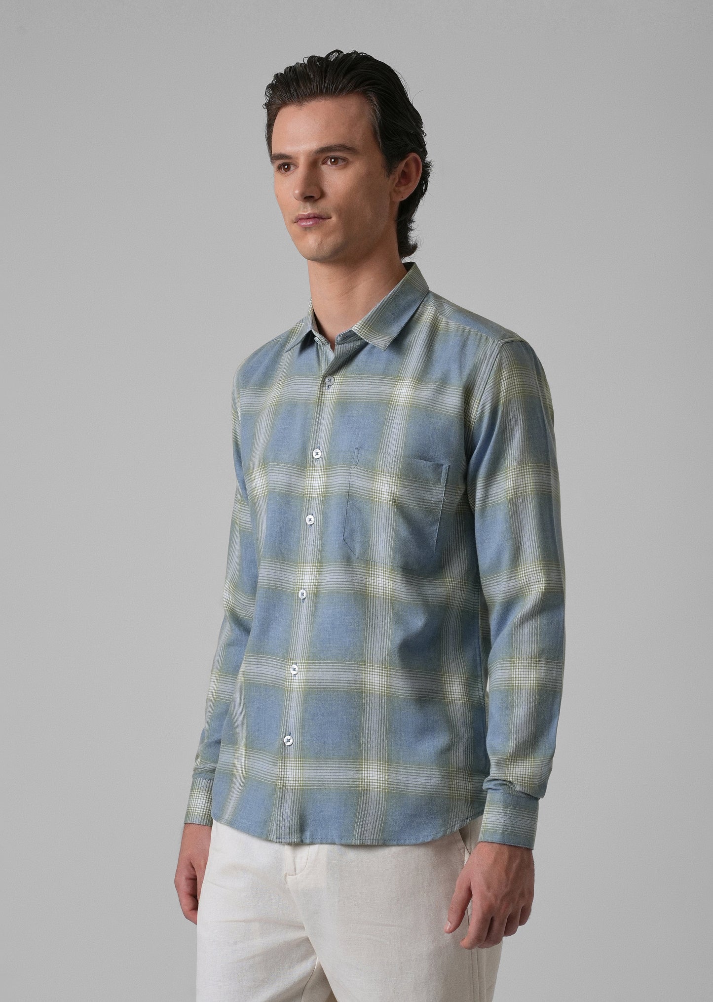 Melange Blue Bonnet Check Shirt