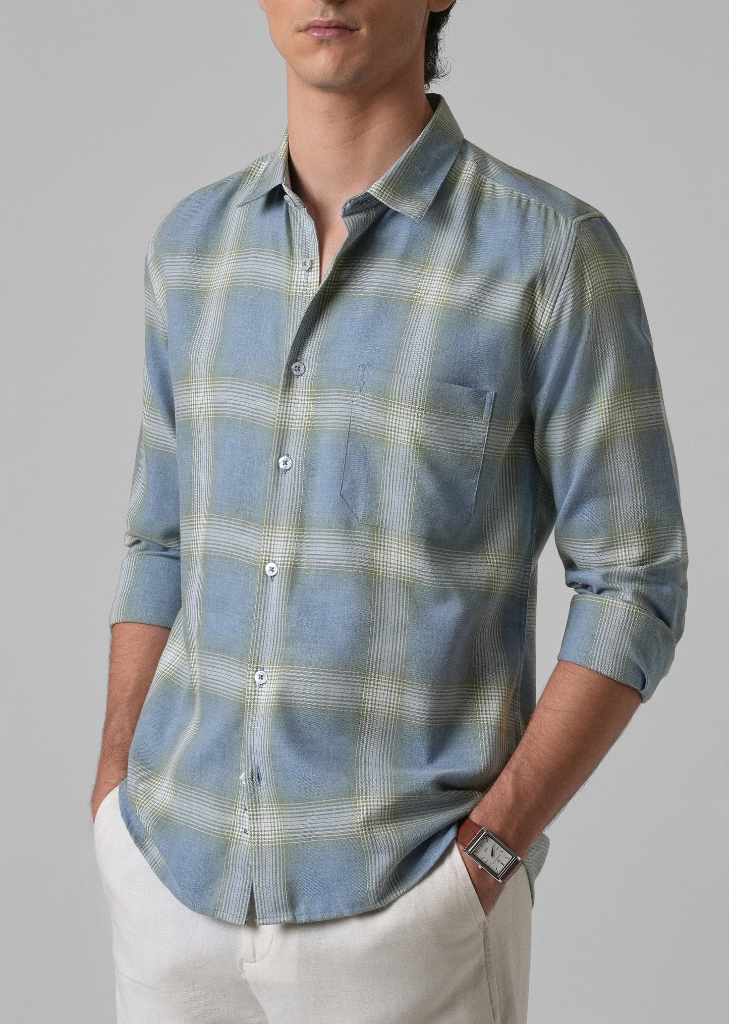 Melange Blue Bonnet Check Shirt