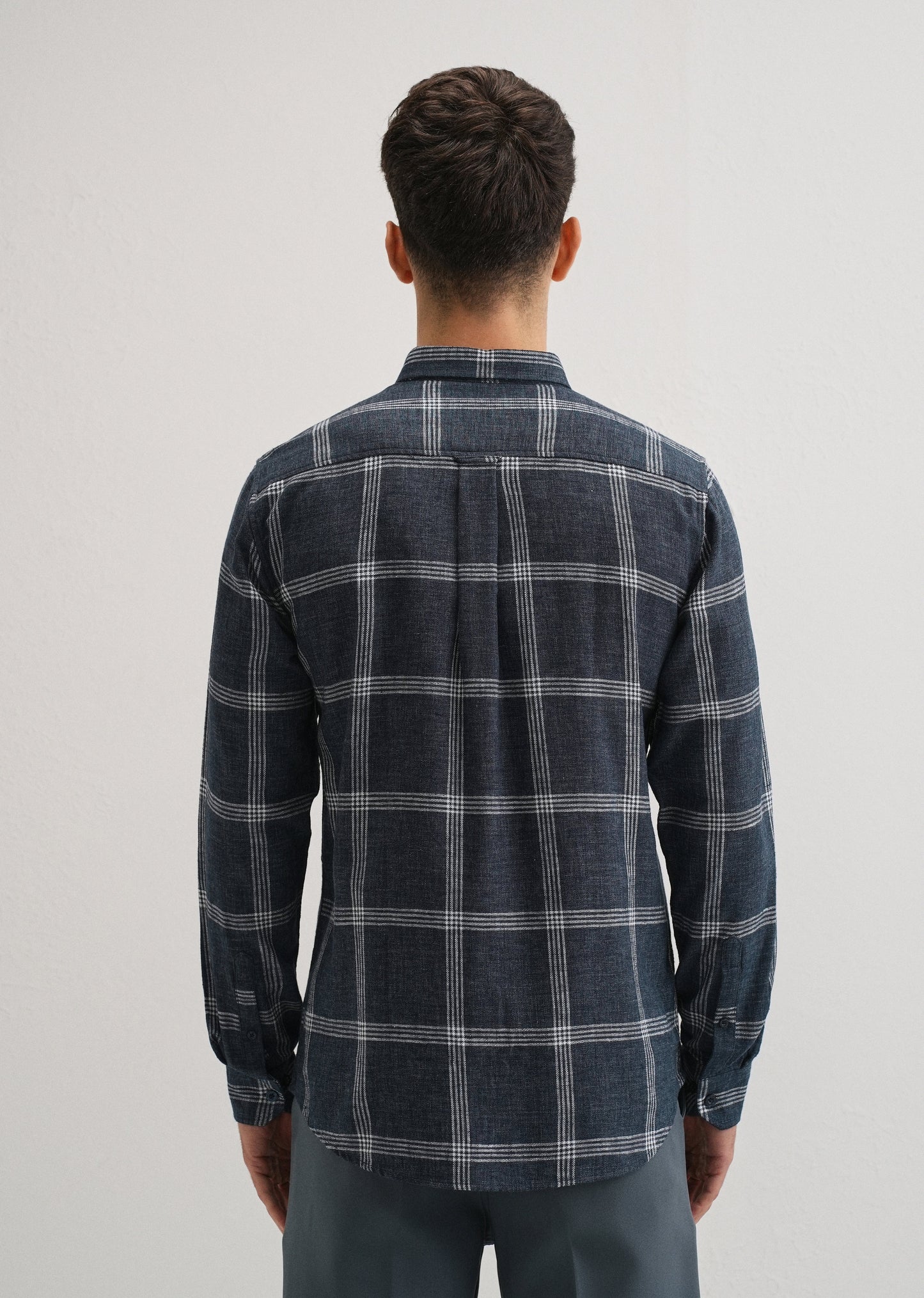 Melange Blue Boxed Check Shirt