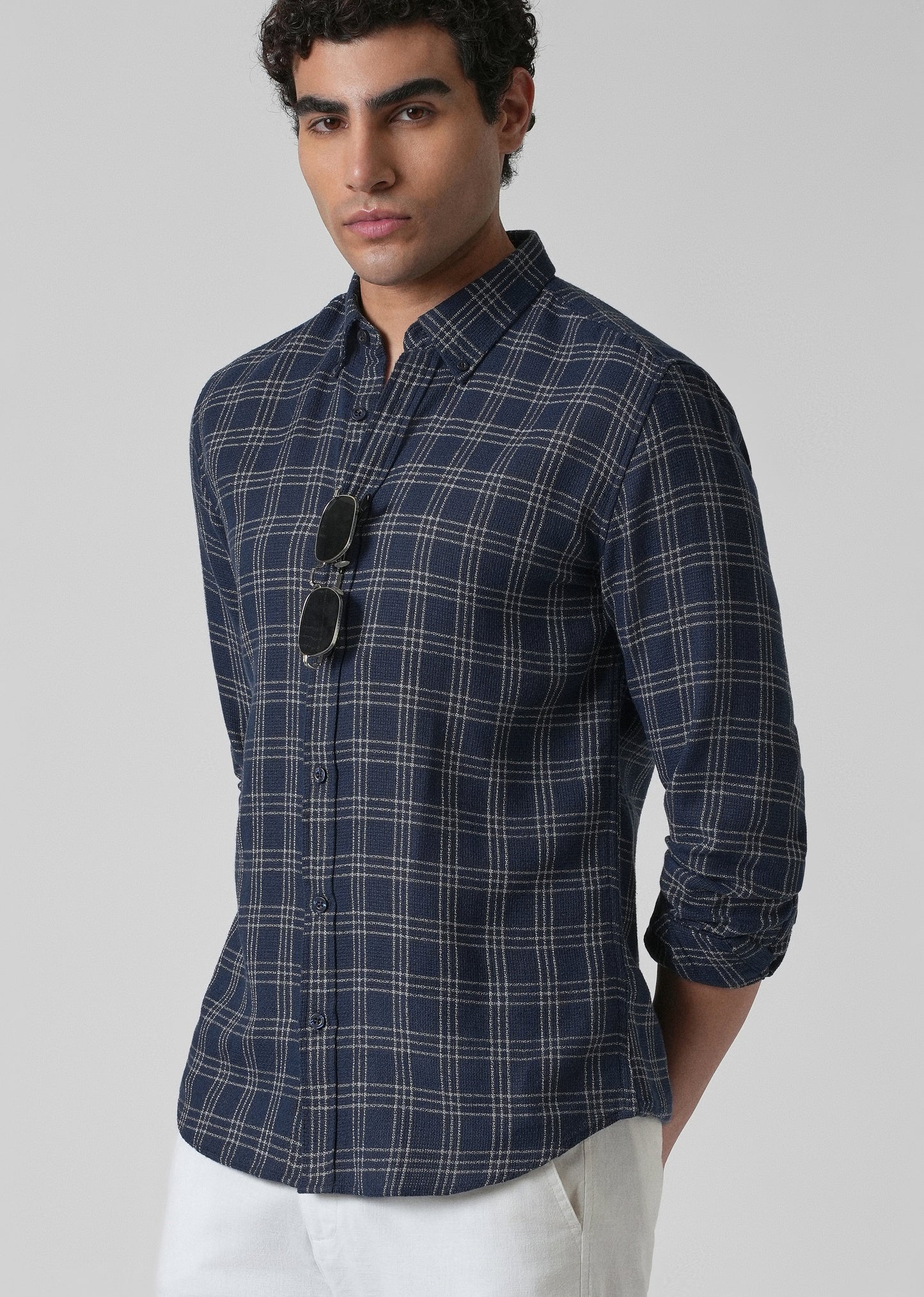 Melange Blue Cannon Check Shirt