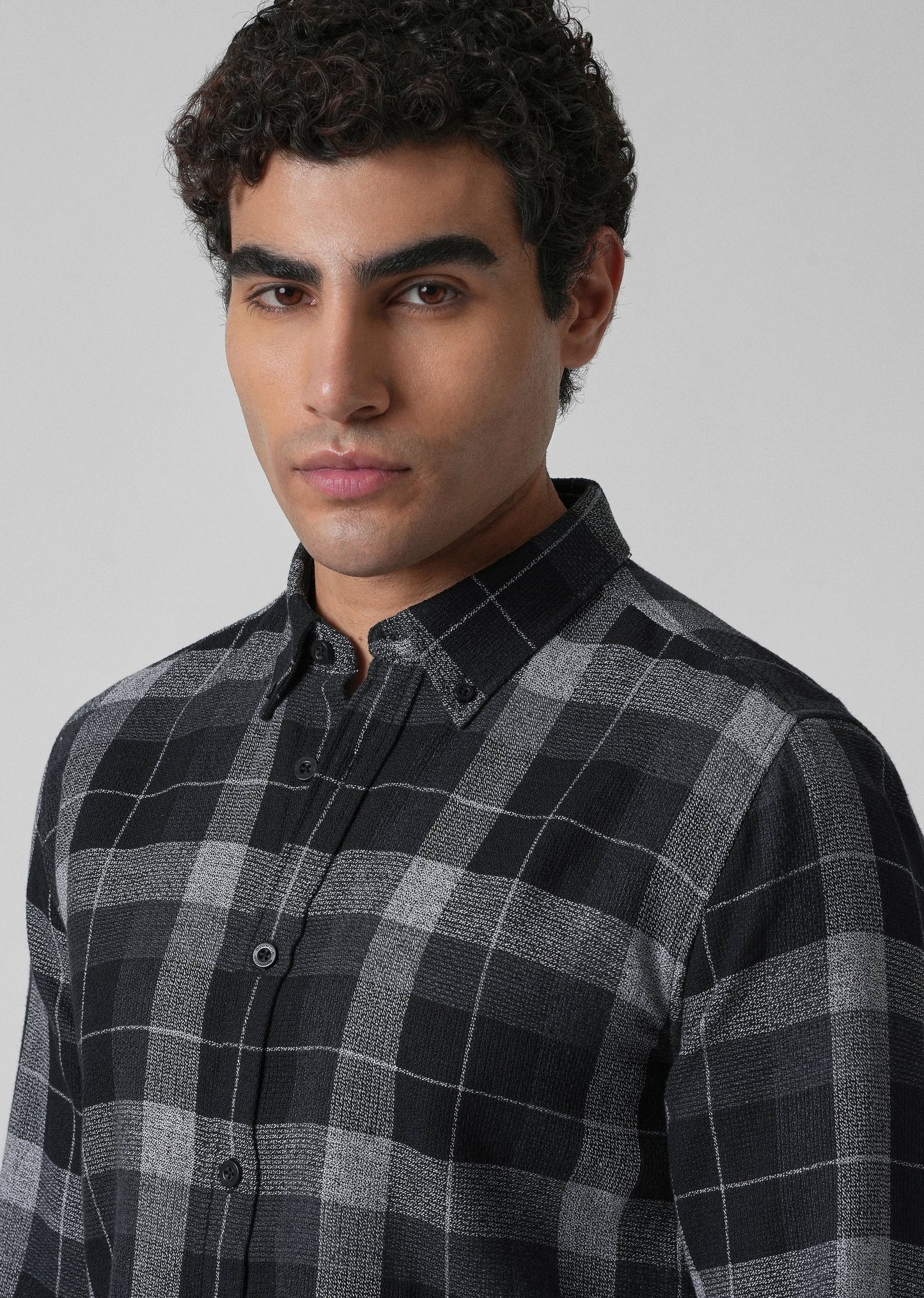 Melange Boldsquare Black Check Shirt