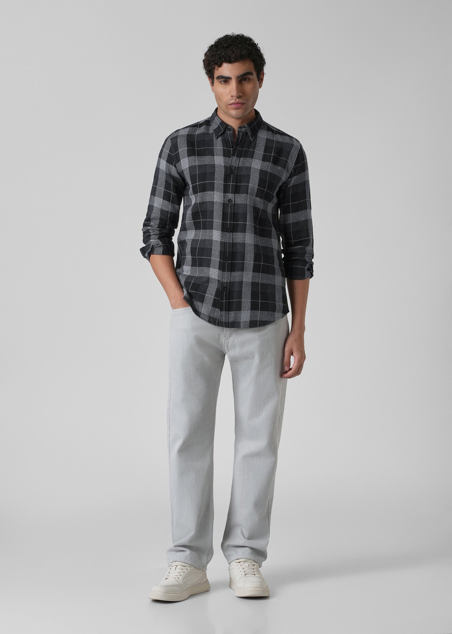 Melange Boldsquare Black Check Shirt