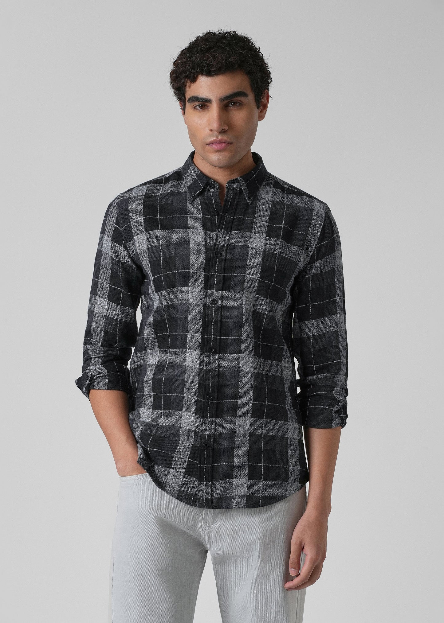 Melange Boldsquare Black Check Shirt