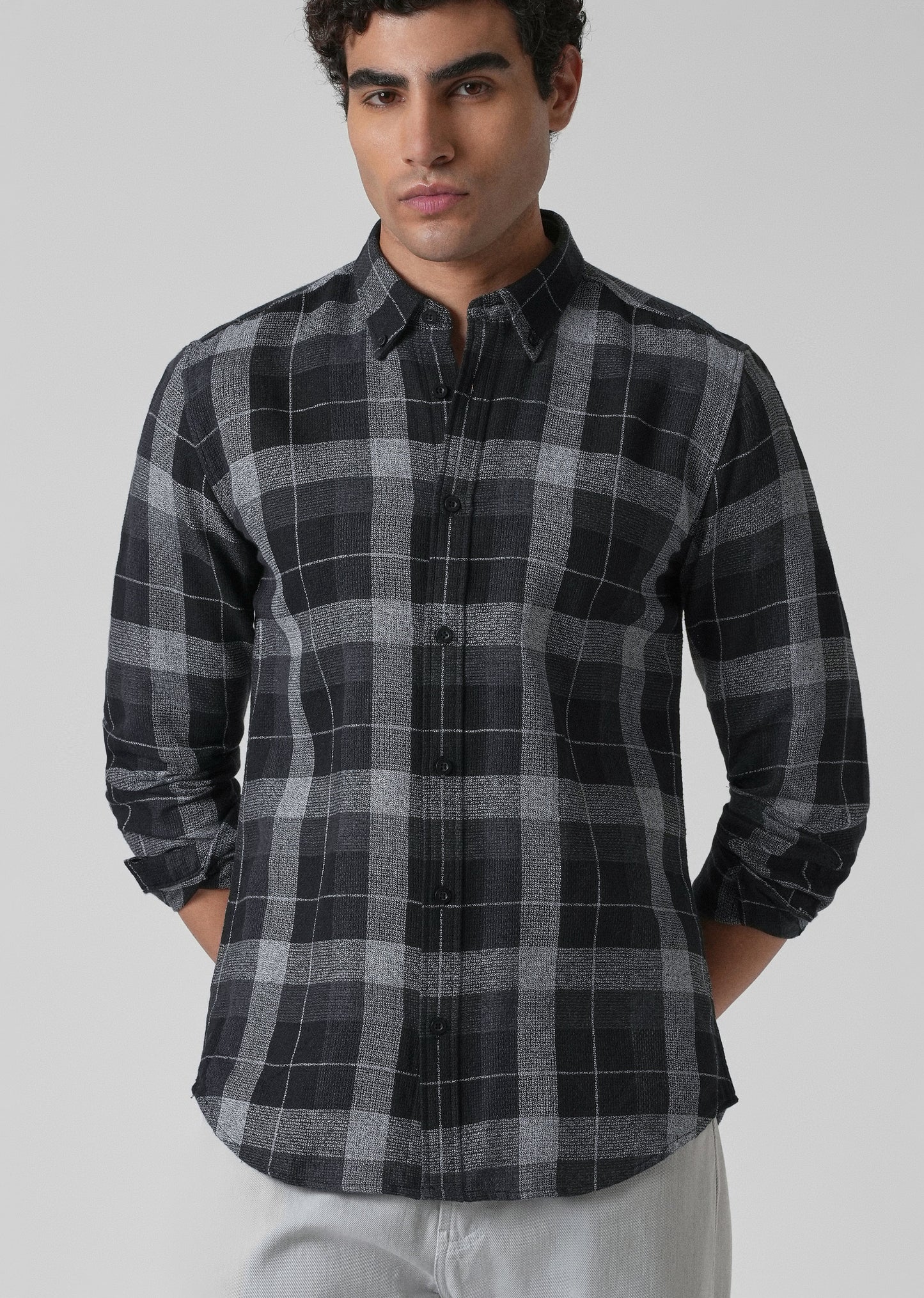 Melange Boldsquare Black Check Shirt