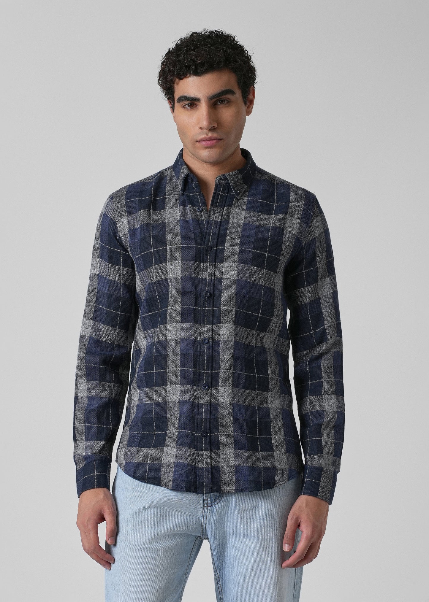 Melange Boldsquare Blue Check Shirt