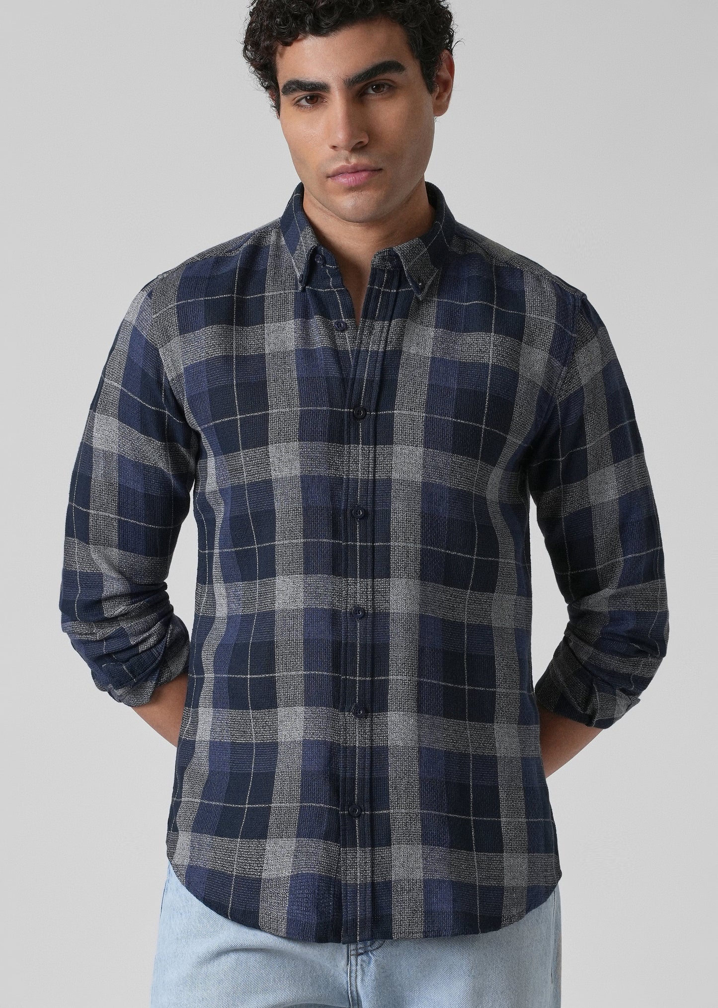 Melange Boldsquare Blue Check Shirt