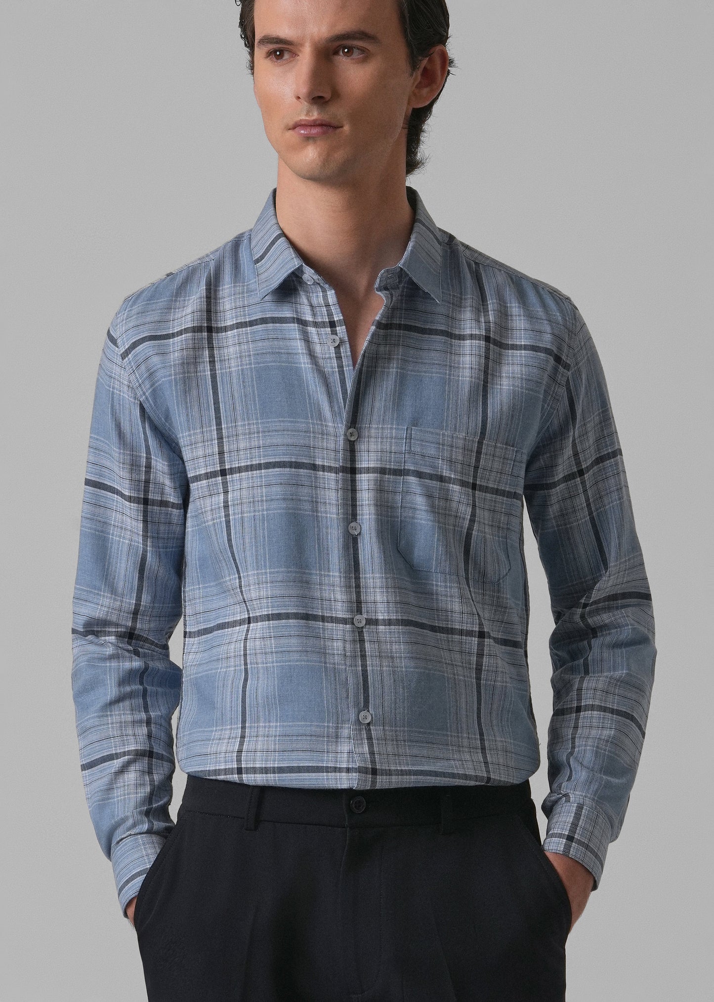 Melange Check Cool Blue Shirt