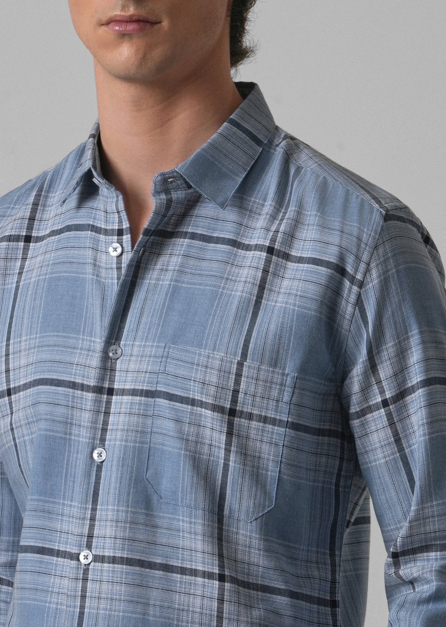 Melange Check Cool Blue Shirt