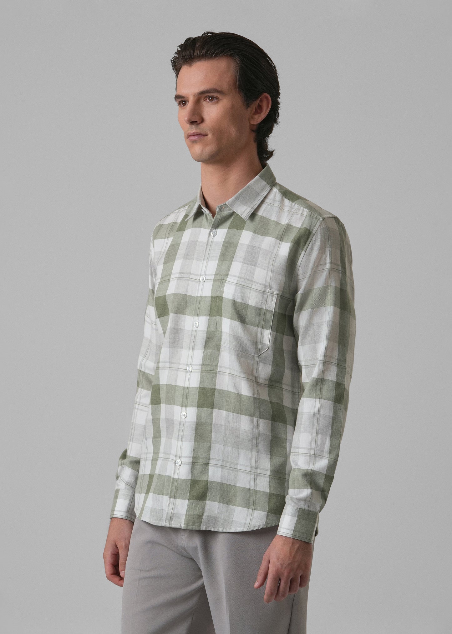 Melange Fern Green Check Shirt