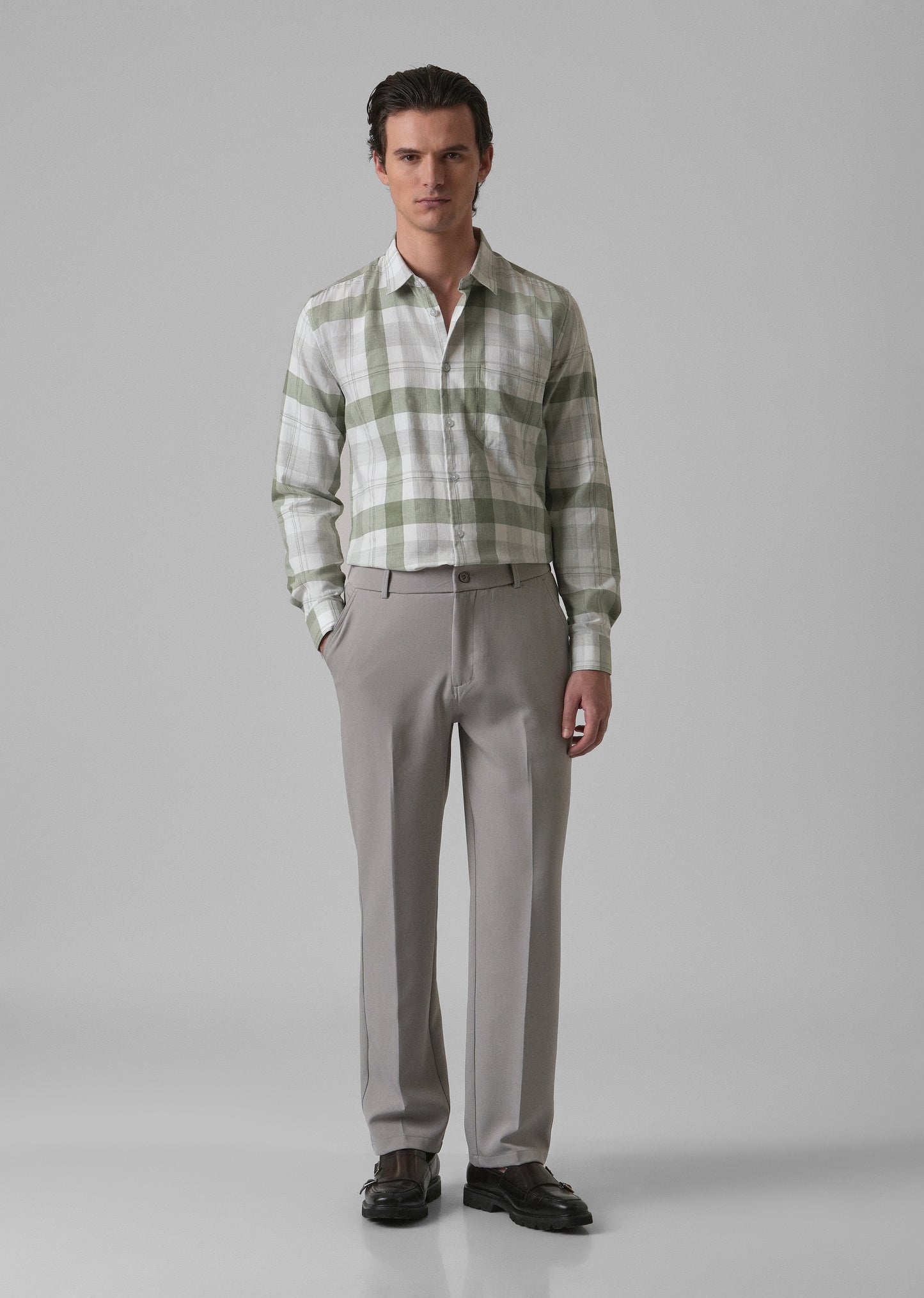 Melange Fern Green Check Shirt