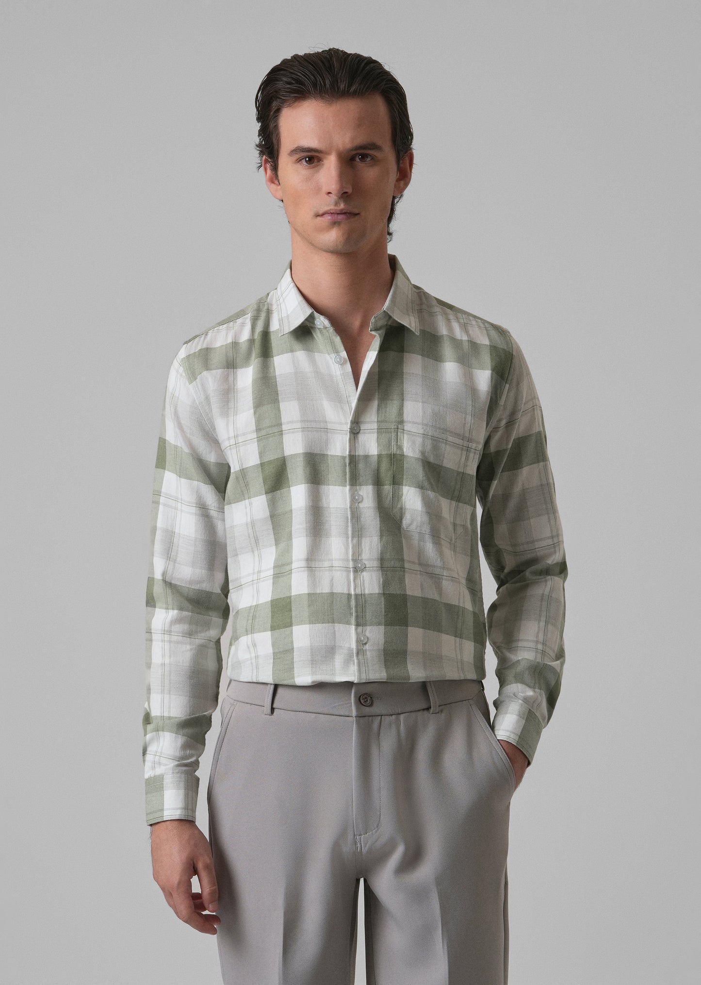 Melange Fern Green Check Shirt